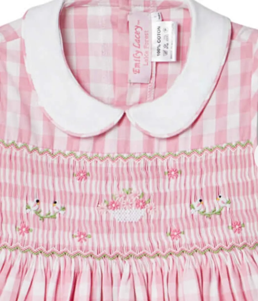 EMILY LACEY~Smocked gingham lovebird dress*** short sleeve