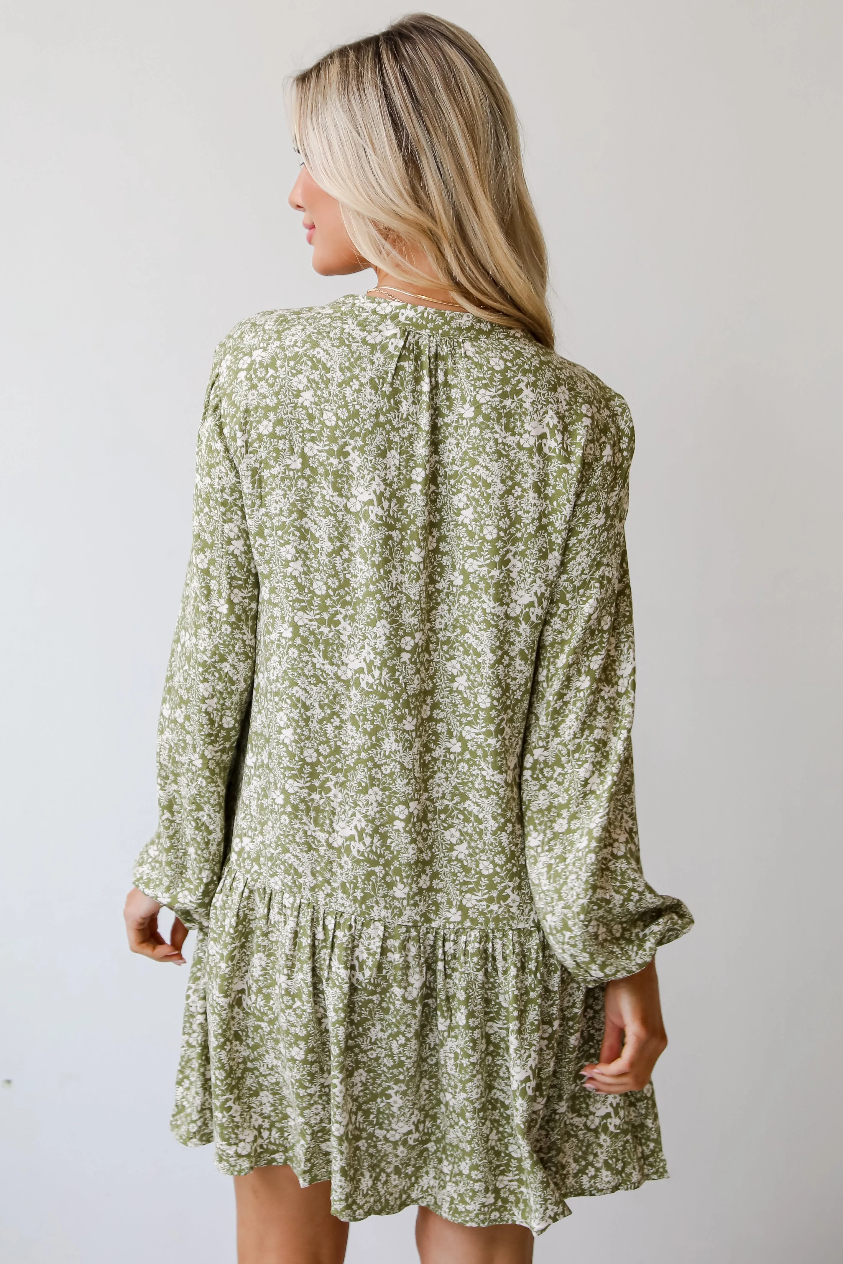 Endless Praise Light Olive Floral Mini Dress