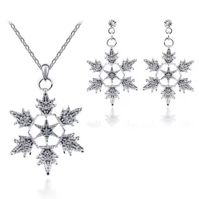 Exquisite Bridal  Snowflake Necklace, Earring Set, Wedding Jewelry,