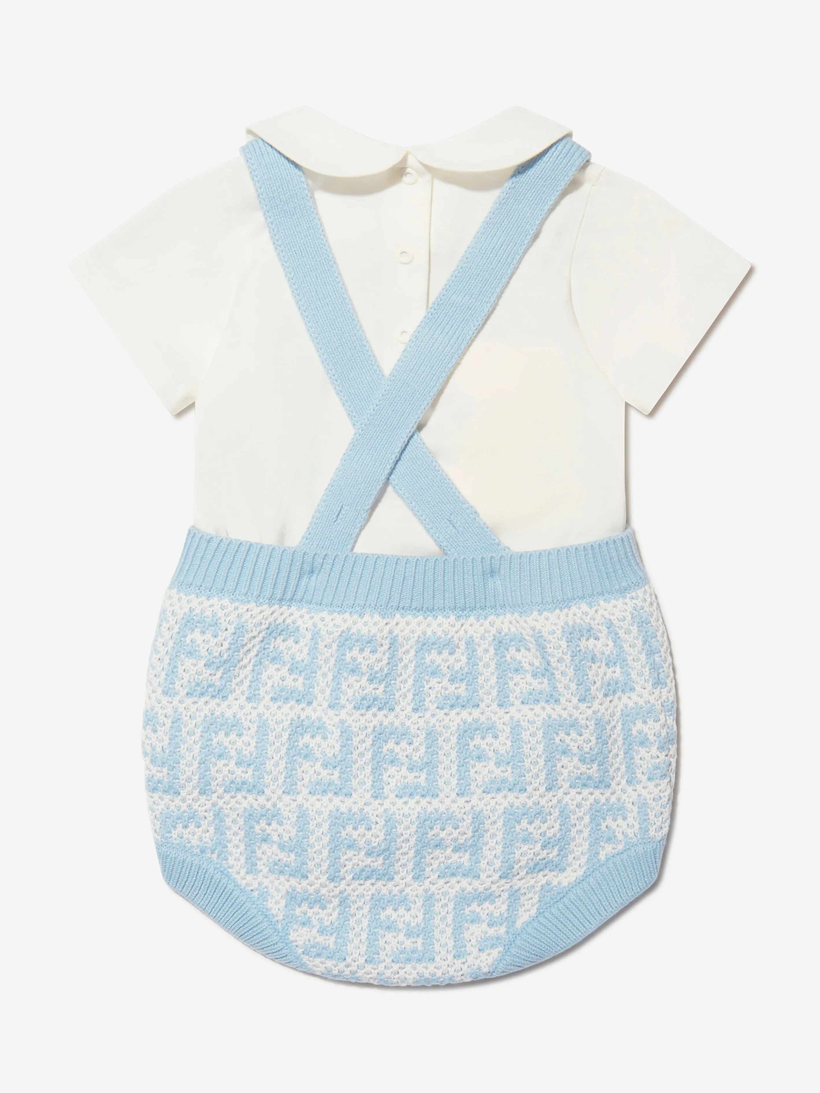 Fendi Baby Unisex Knit FF Logo Romper Set