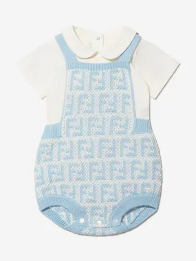 Fendi Baby Unisex Knit FF Logo Romper Set