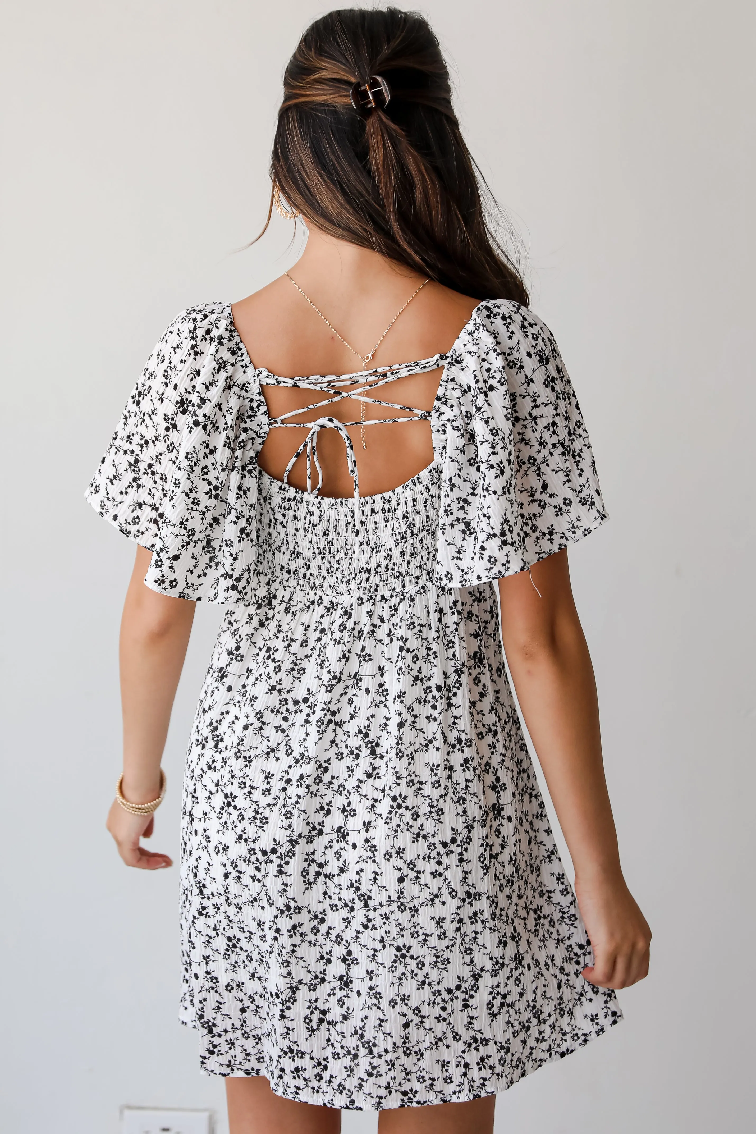 FINAL SALE - Effortlessly Lovely Ivory Floral Mini Dress