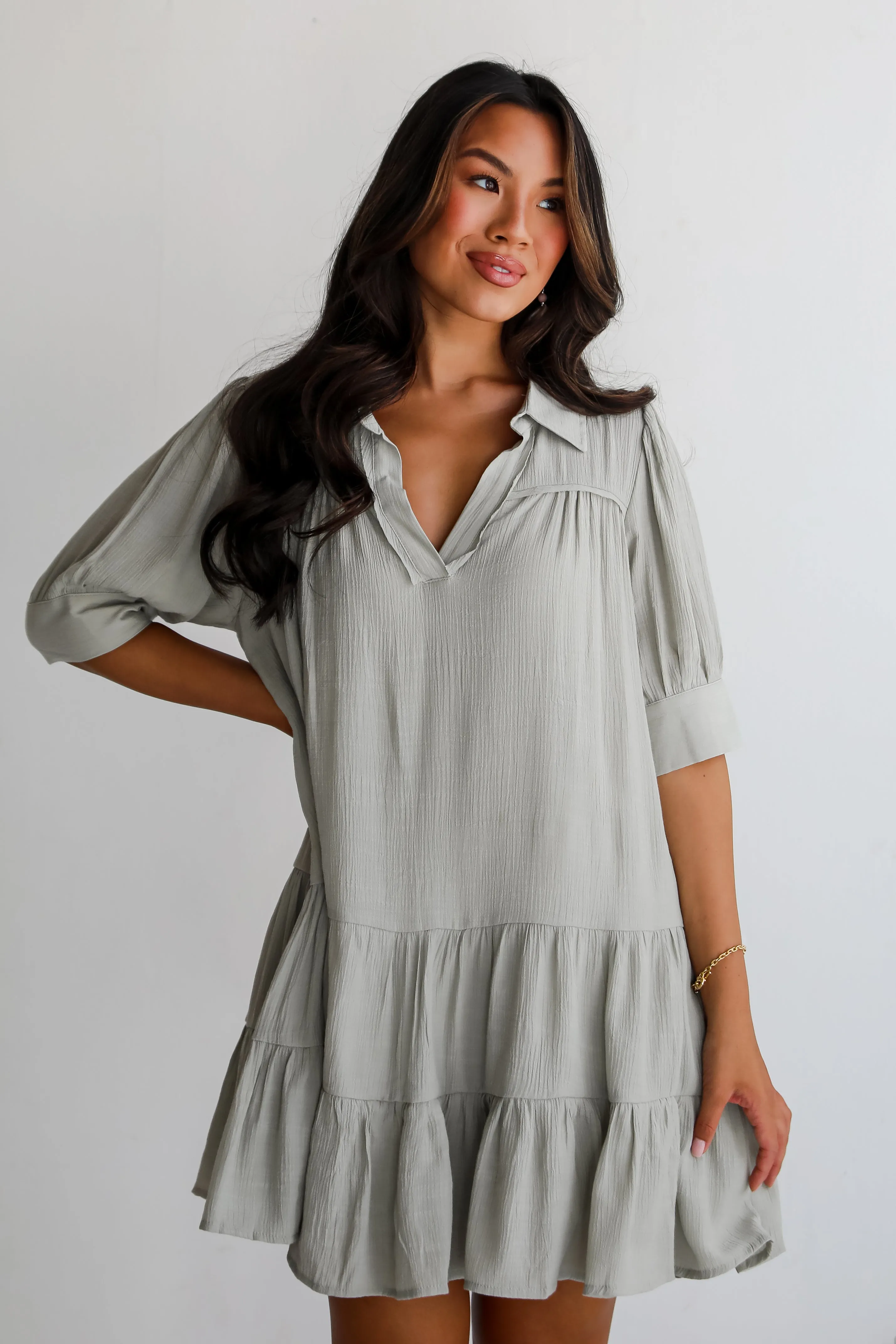 FINAL SALE - Enviable Sweetness Sage Mini Dress