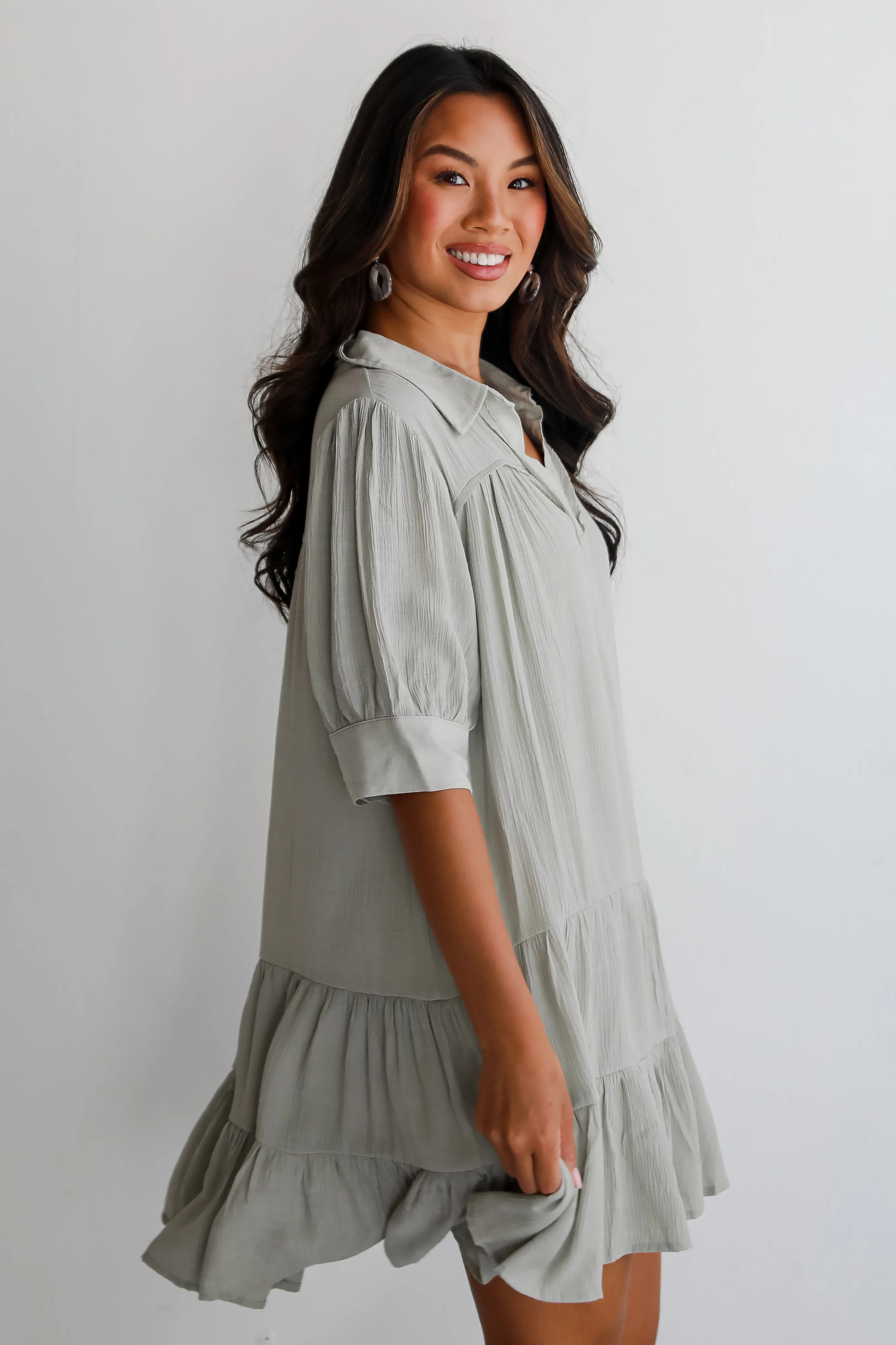 FINAL SALE - Enviable Sweetness Sage Mini Dress