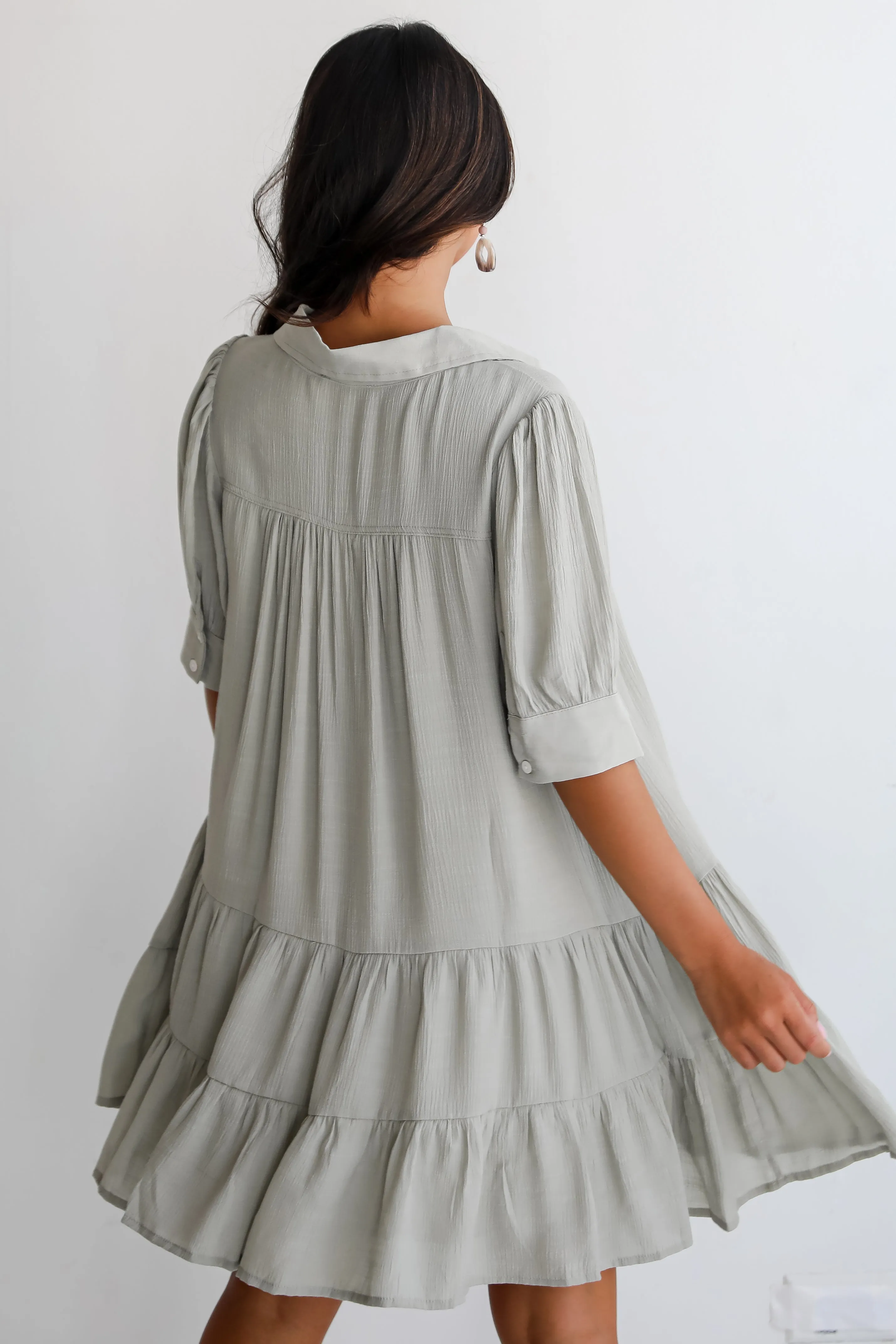 FINAL SALE - Enviable Sweetness Sage Mini Dress