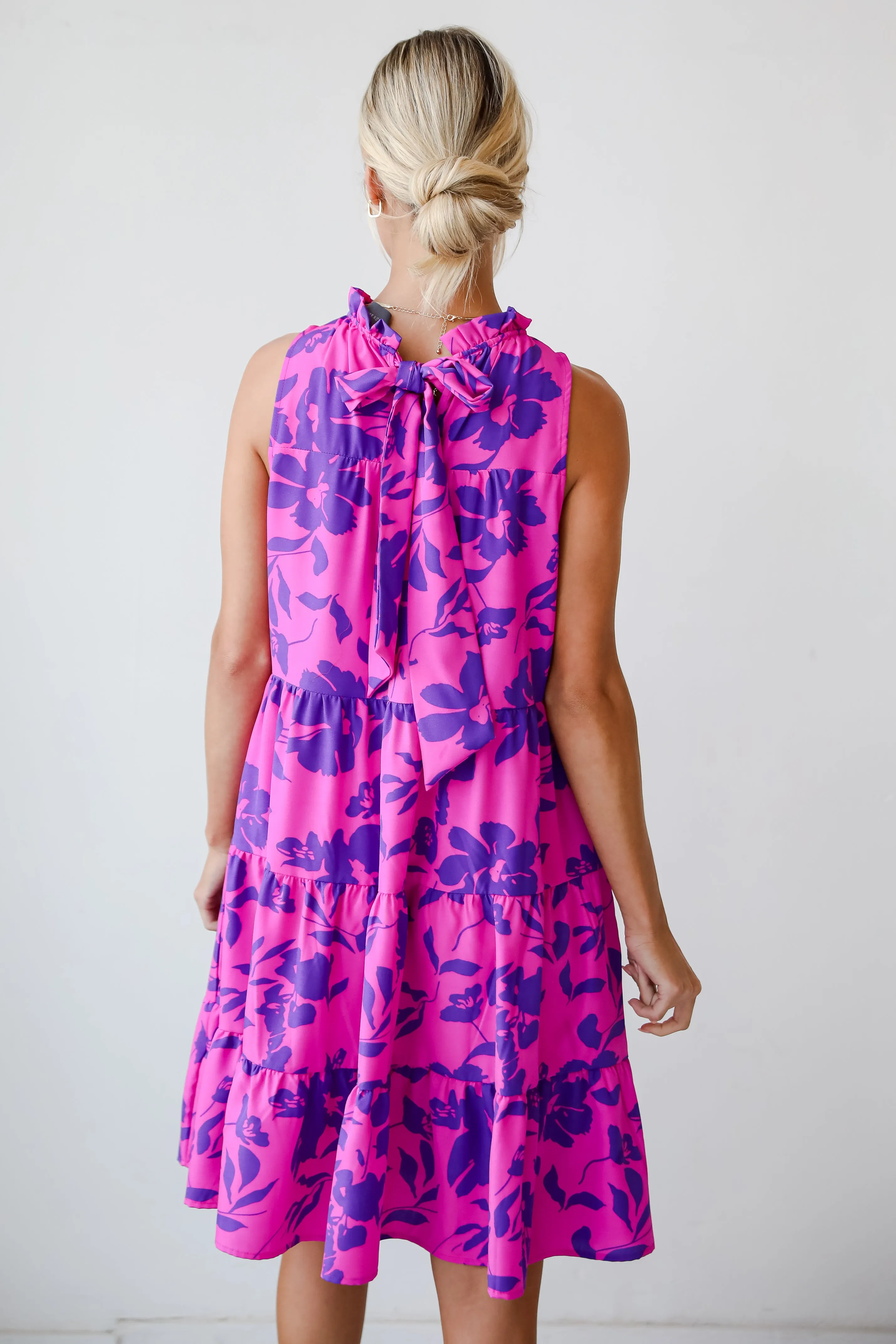 FINAL SALE - Fancy Sweetness Magenta Floral Tiered Mini Dress