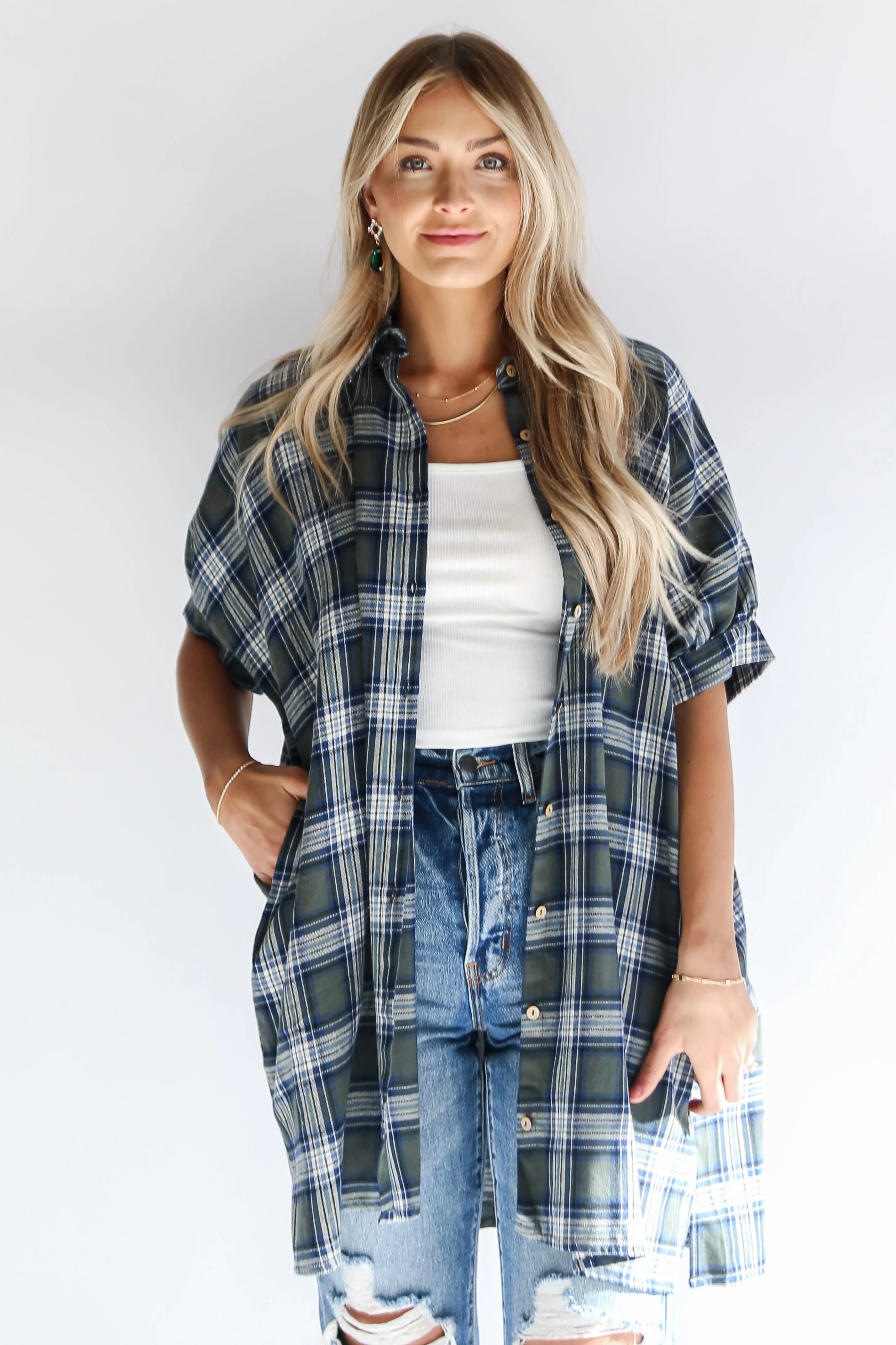 FINAL SALE - Next Door Darling Olive Plaid Mini Dress