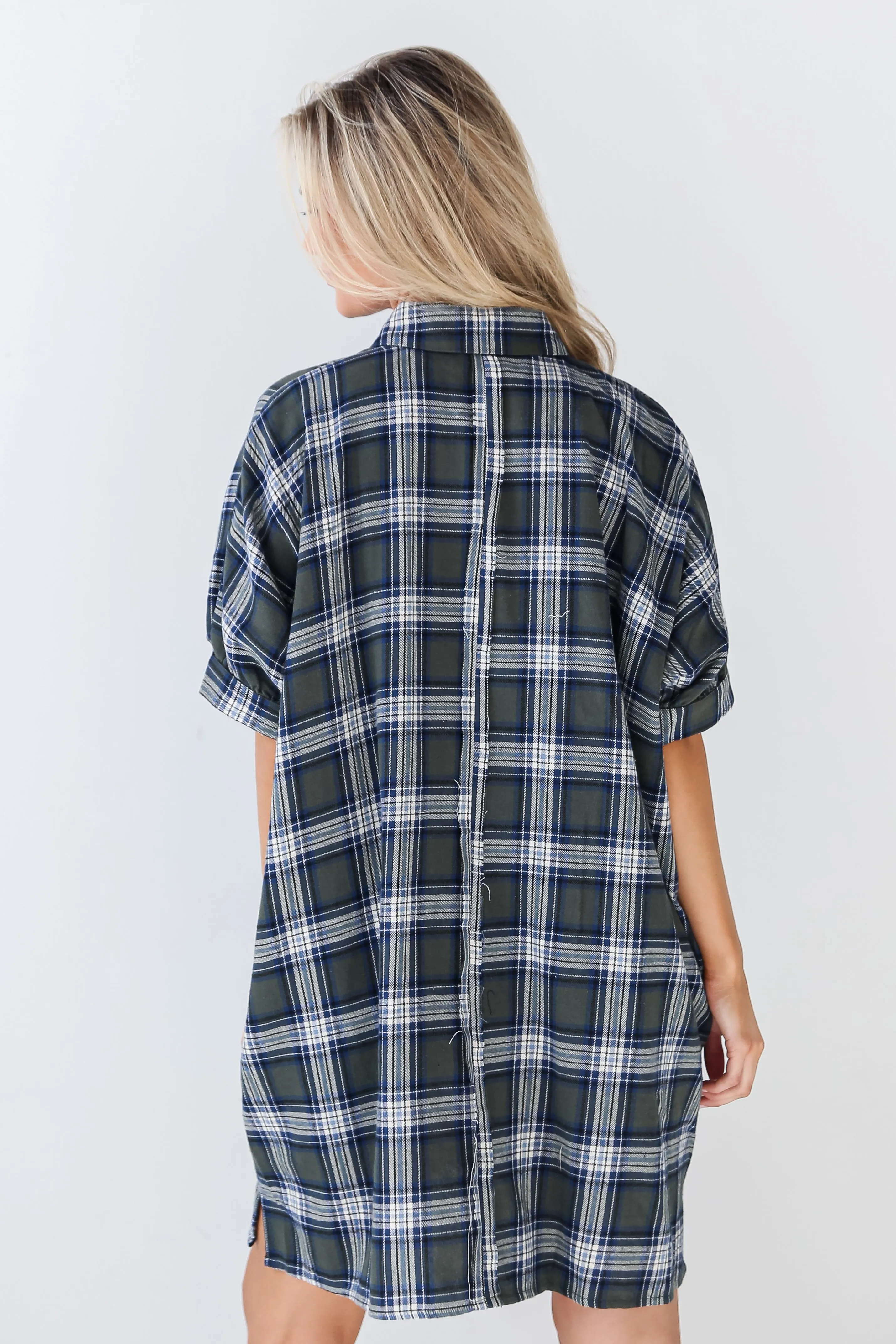 FINAL SALE - Next Door Darling Olive Plaid Mini Dress