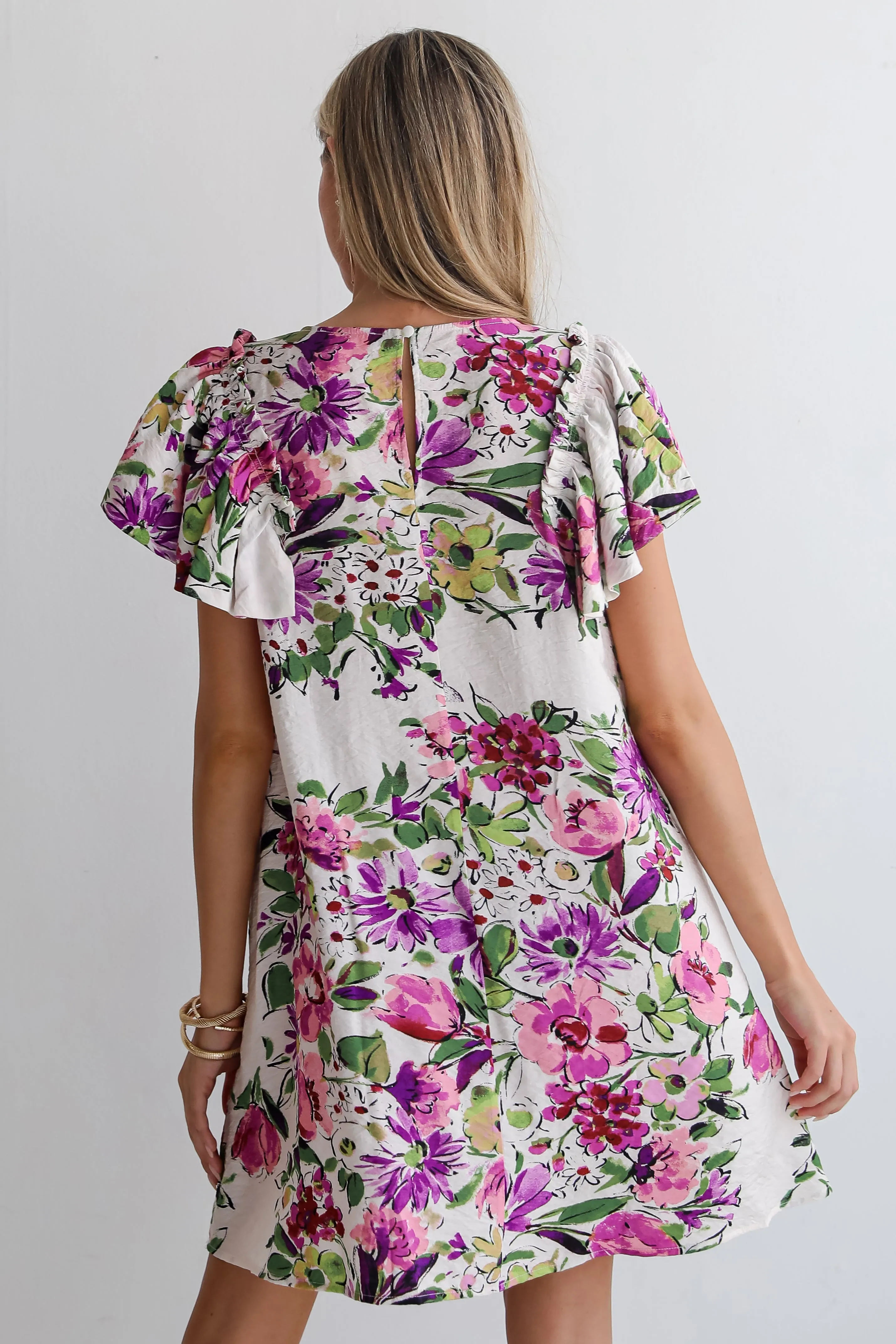 FINAL SALE - Notable Elegance Ivory Floral Mini Dress