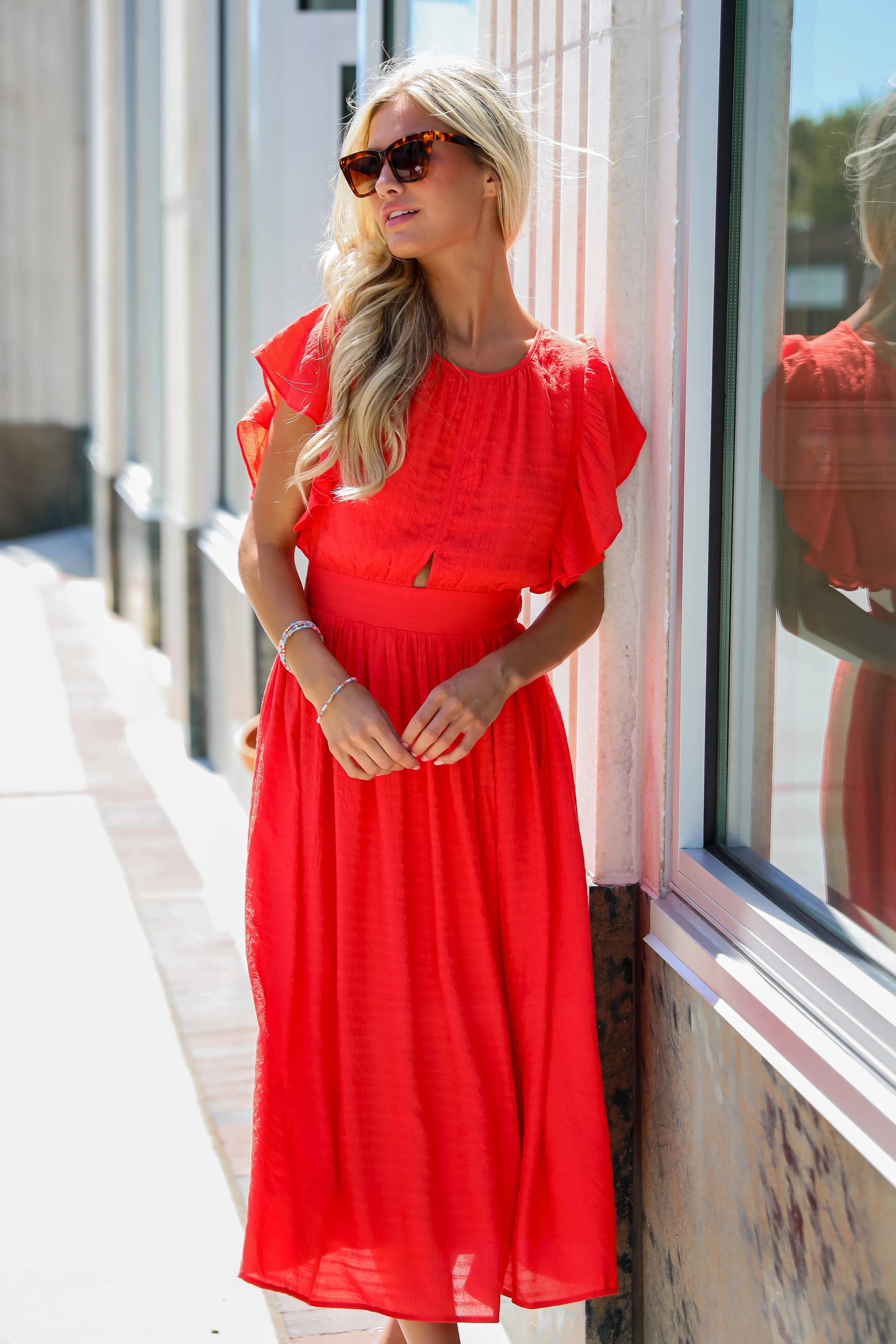 FINAL SALE - Perfectly Fun Red Midi Dress