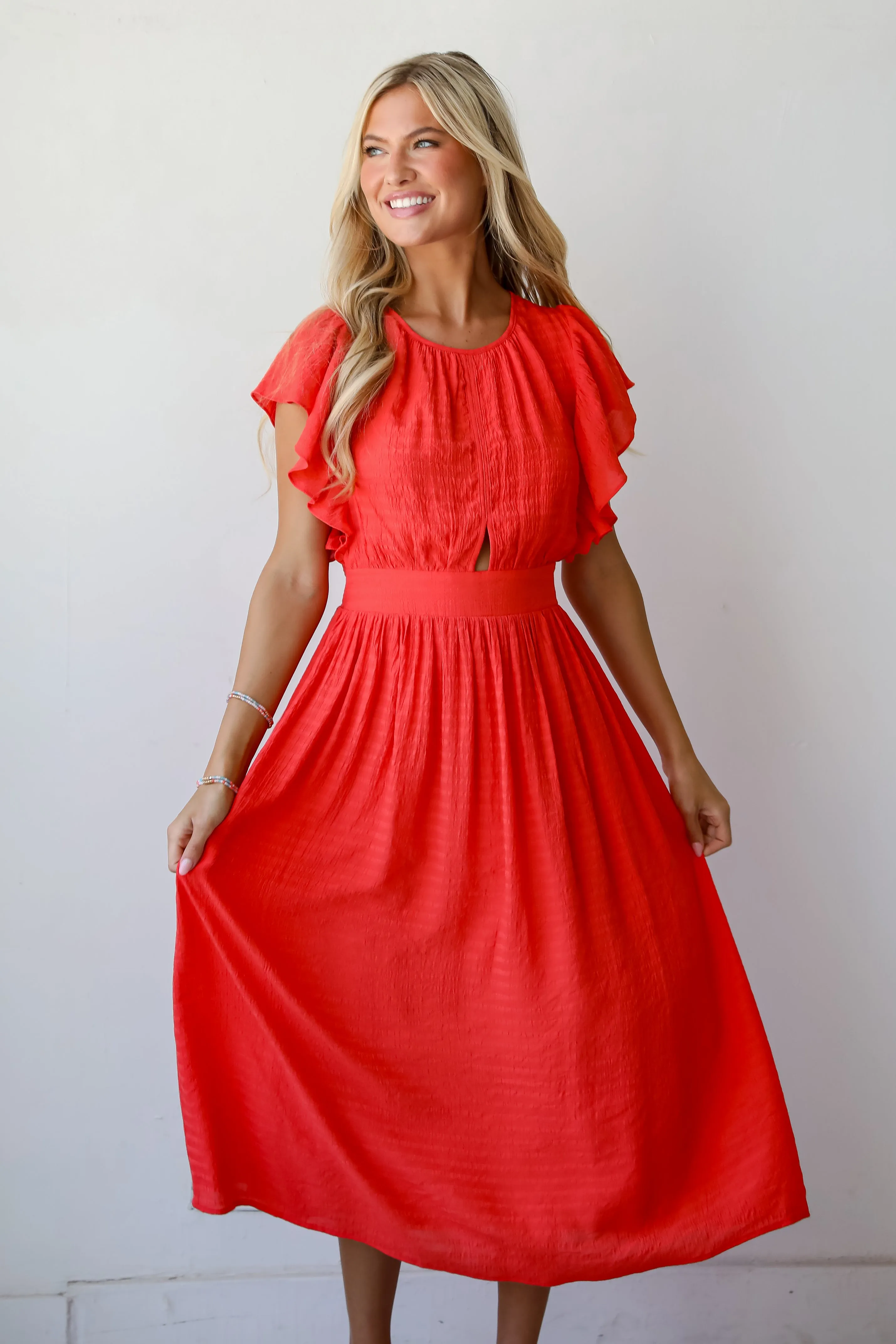 FINAL SALE - Perfectly Fun Red Midi Dress