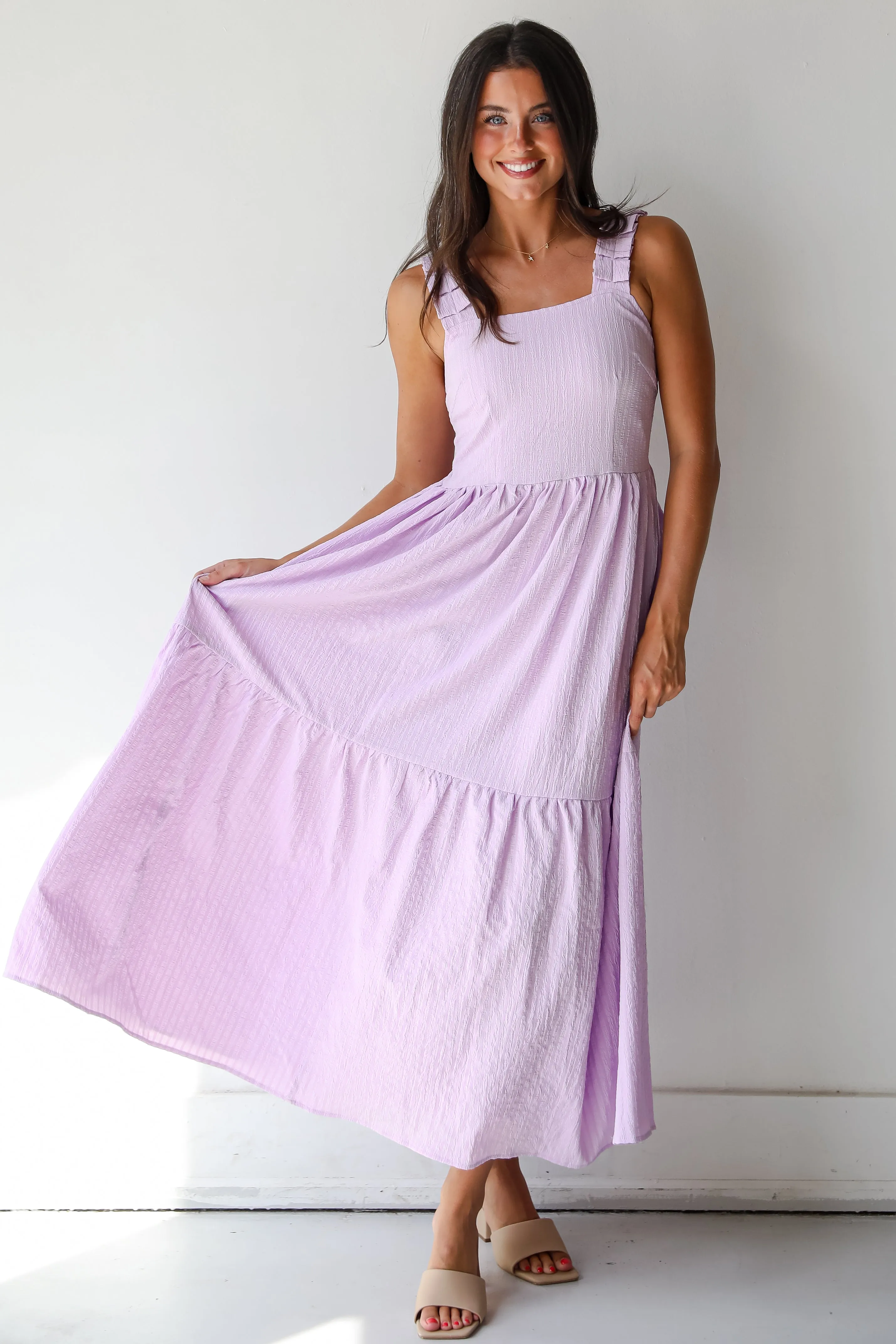 FINAL SALE - Truly Magnetic Lavender Tiered Maxi Dress