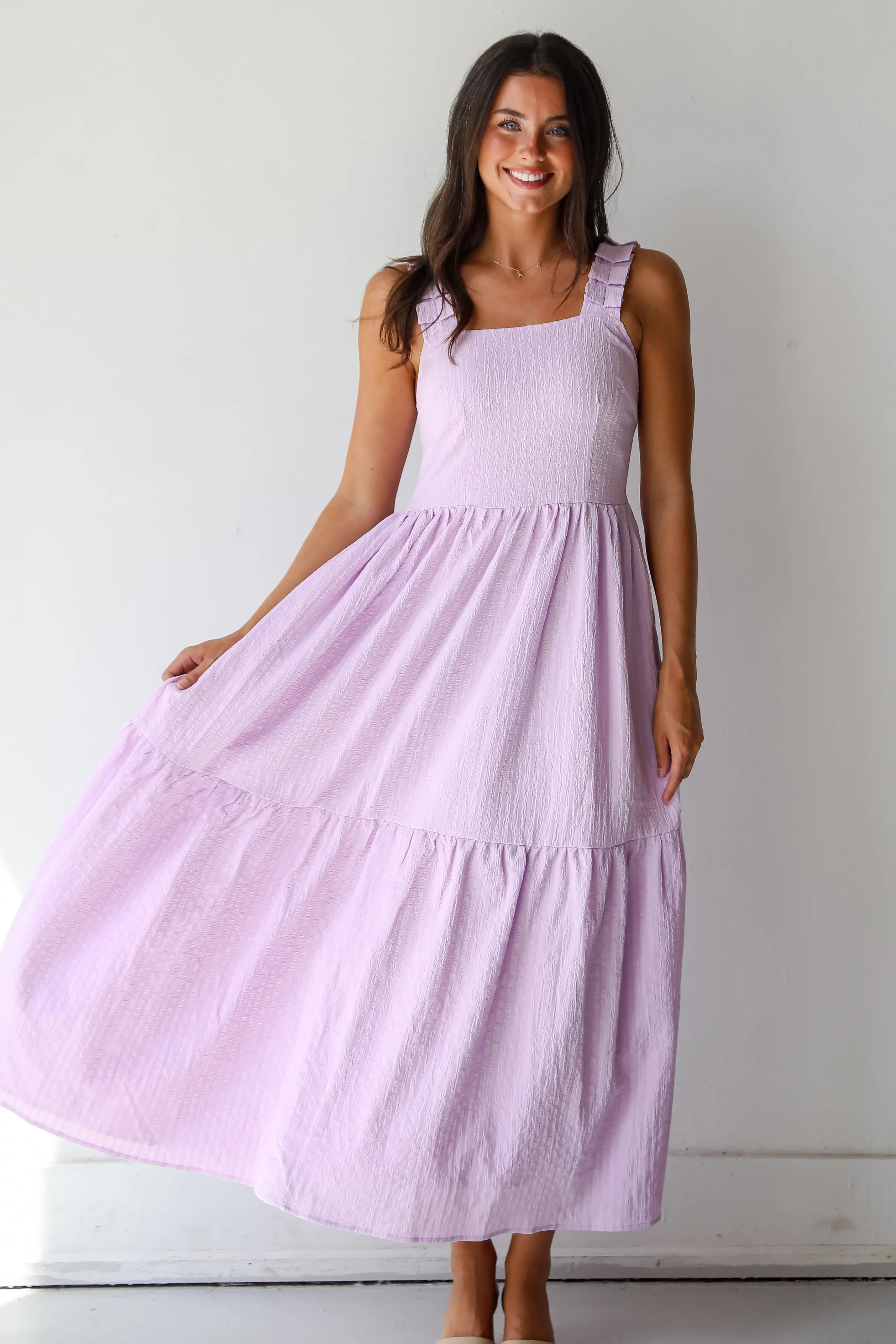 FINAL SALE - Truly Magnetic Lavender Tiered Maxi Dress