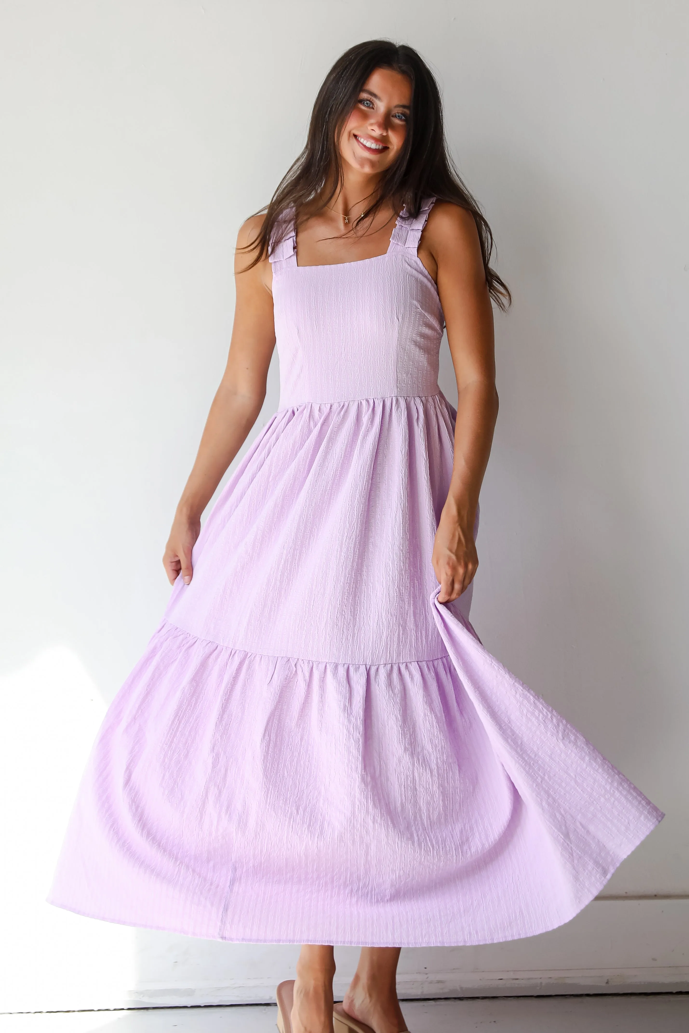 FINAL SALE - Truly Magnetic Lavender Tiered Maxi Dress