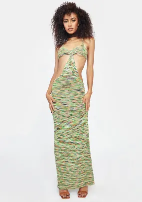 Fine Spacedye Knit Cut Out Maxi Beach Dress