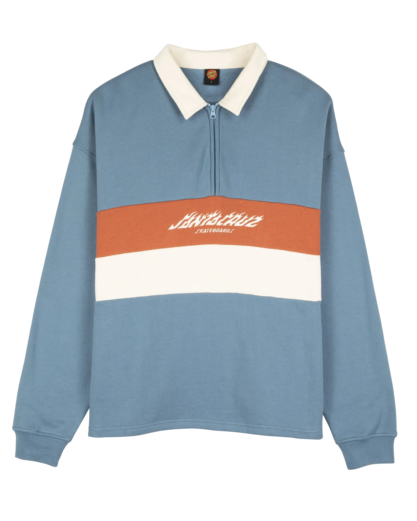 Flame Strip Zip Sweatshirt in Dusty Blue