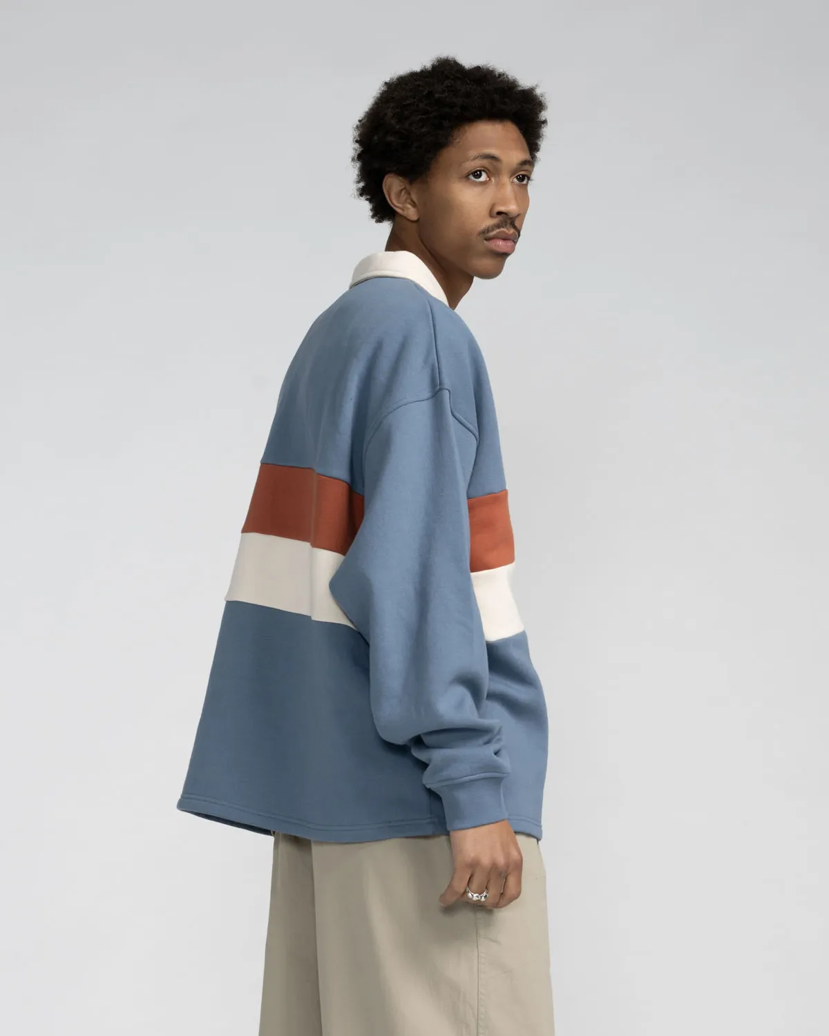 Flame Strip Zip Sweatshirt in Dusty Blue