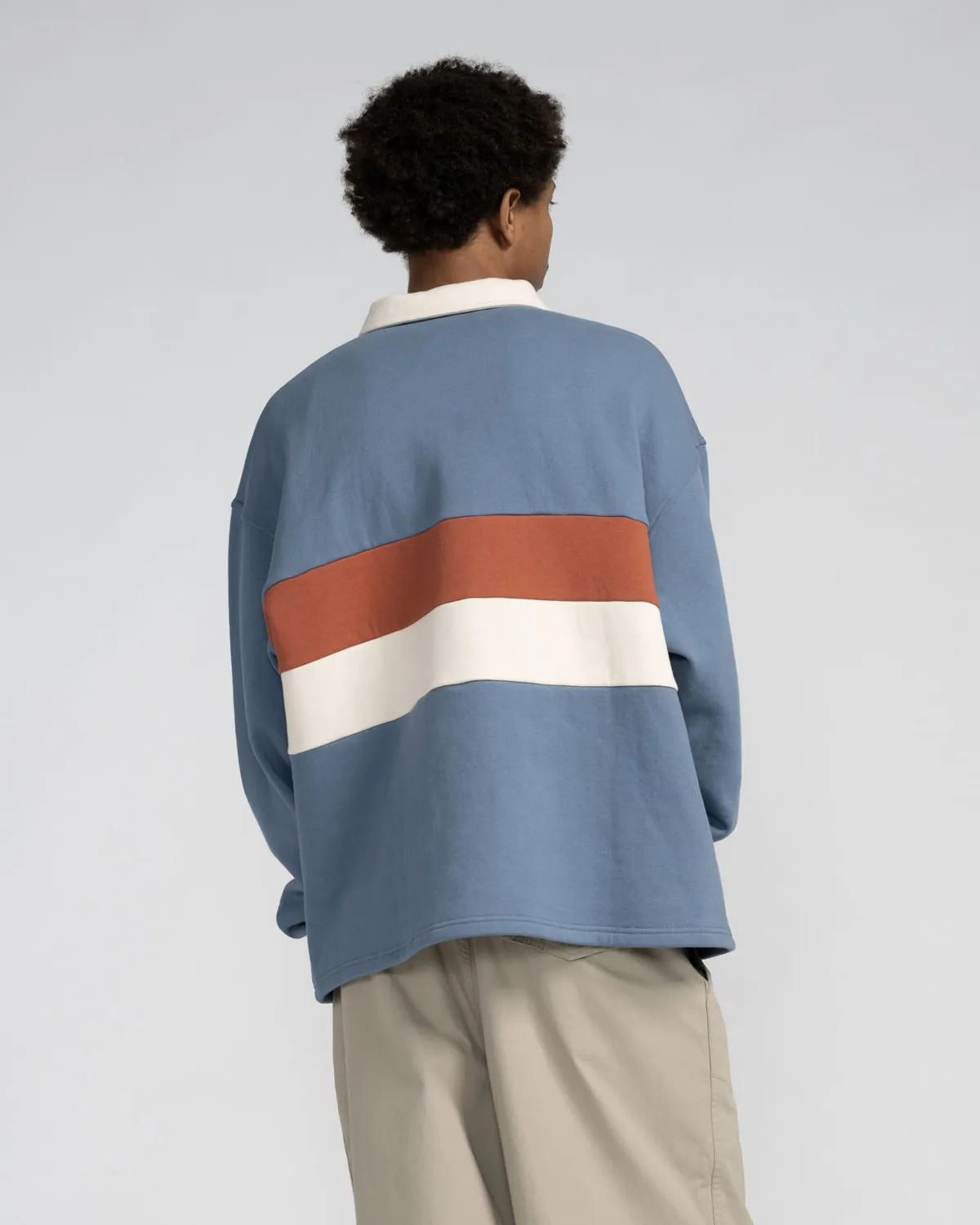 Flame Strip Zip Sweatshirt in Dusty Blue