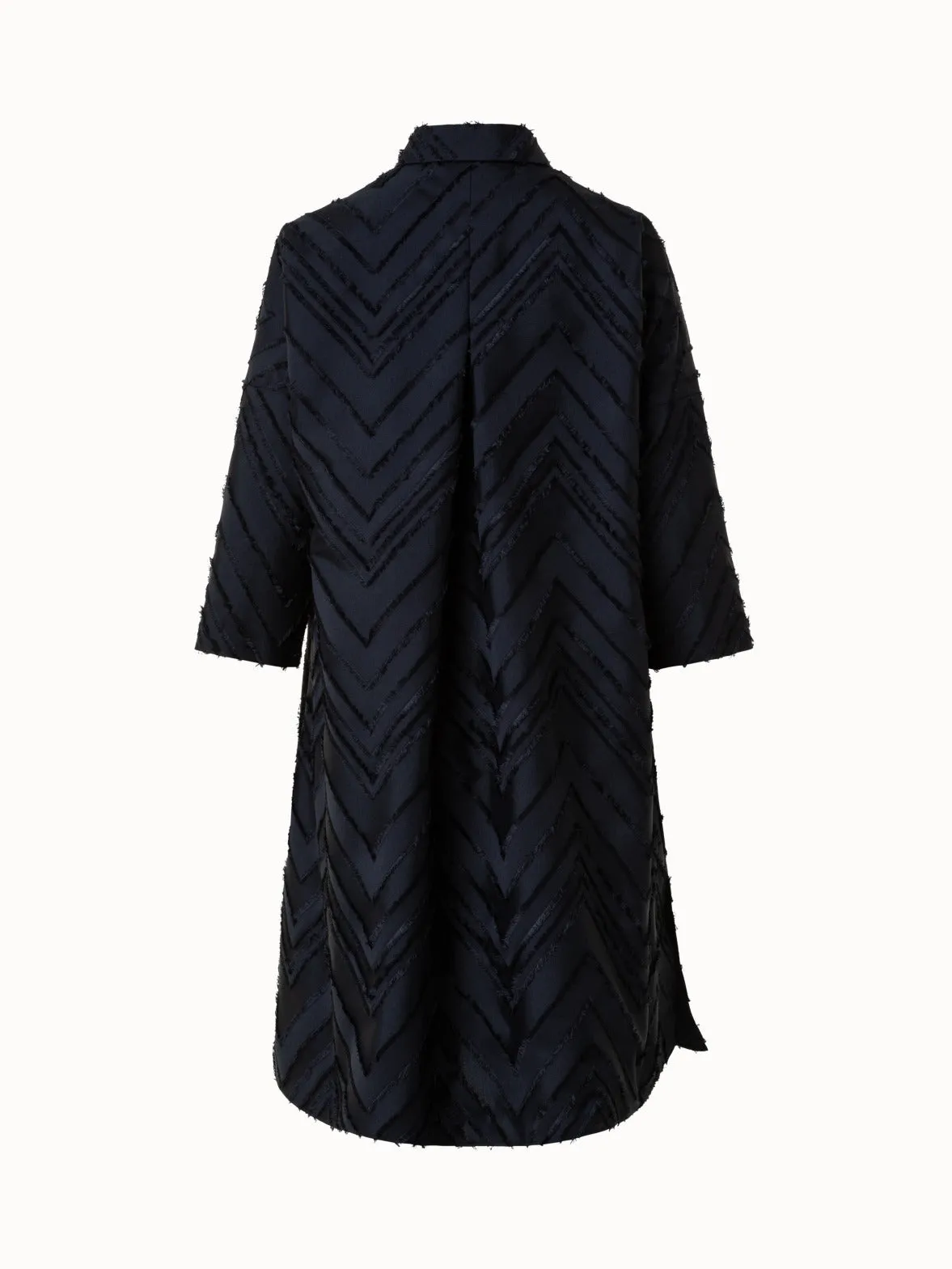 Fringed Zigzag Cotton Blend Jacquard Dress