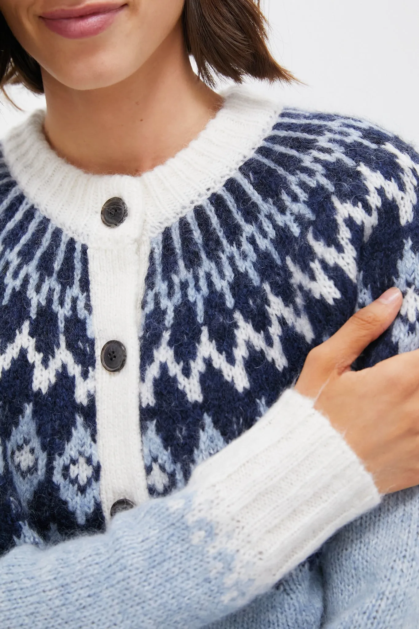 Frosty Blue Combo Ashwood Fair Isle Cardigan