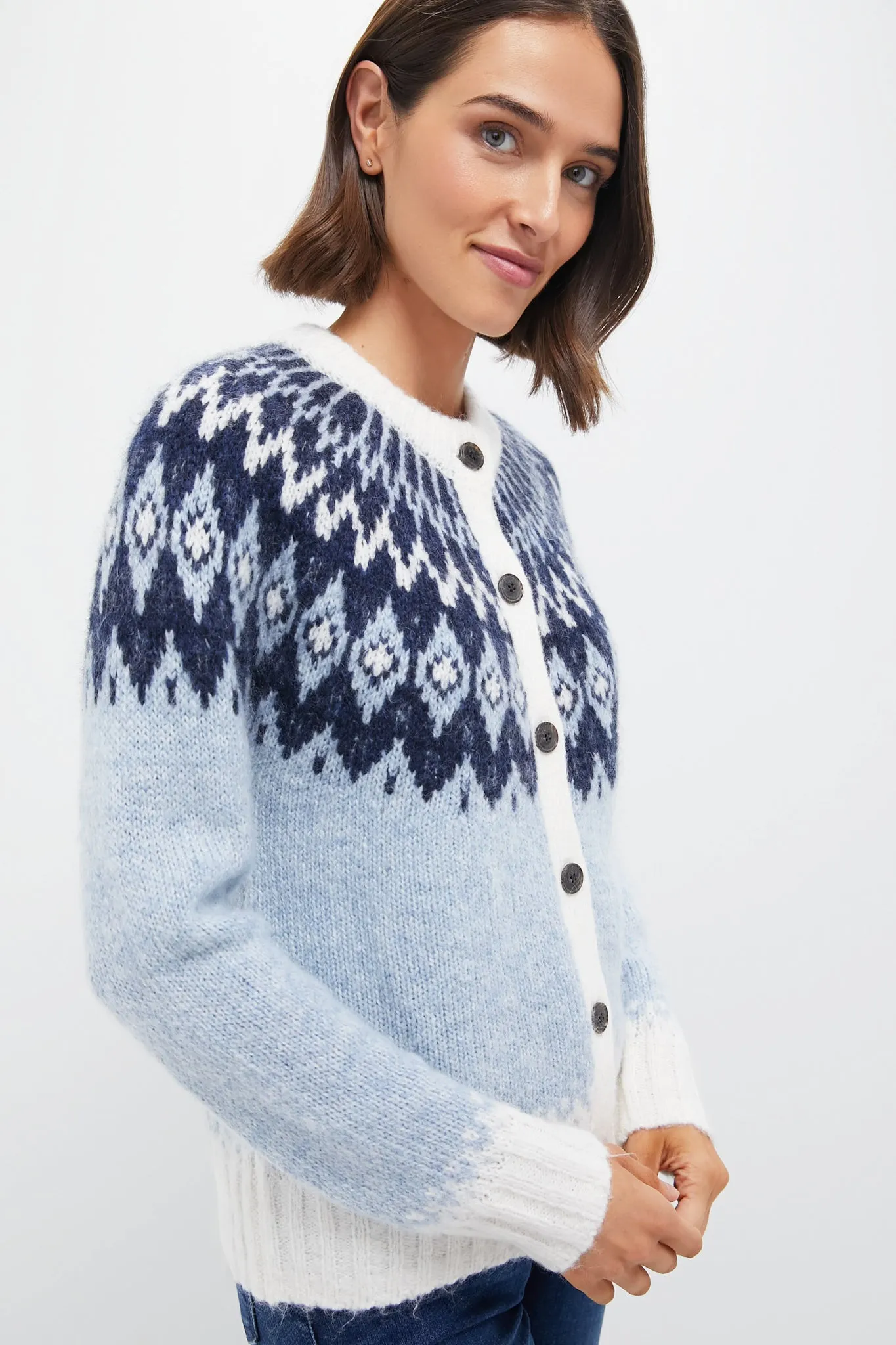 Frosty Blue Combo Ashwood Fair Isle Cardigan