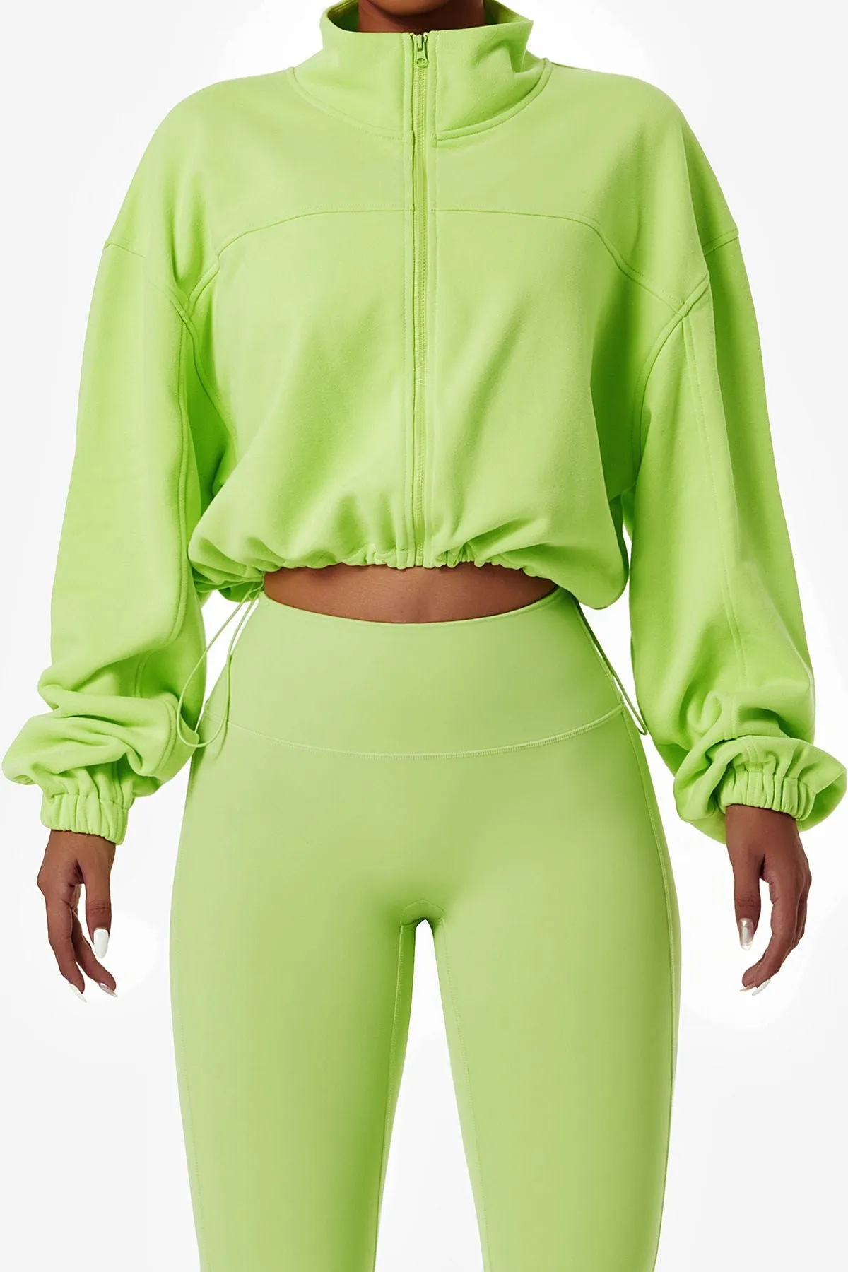 Full-Zip Cropped Sweatshirt Relaxed Fit