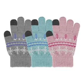 Girls Snowflake Touchscreen Stretch Gloves