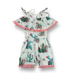 Girls Specialty Size 6/7 White & Pink Cactus Romper