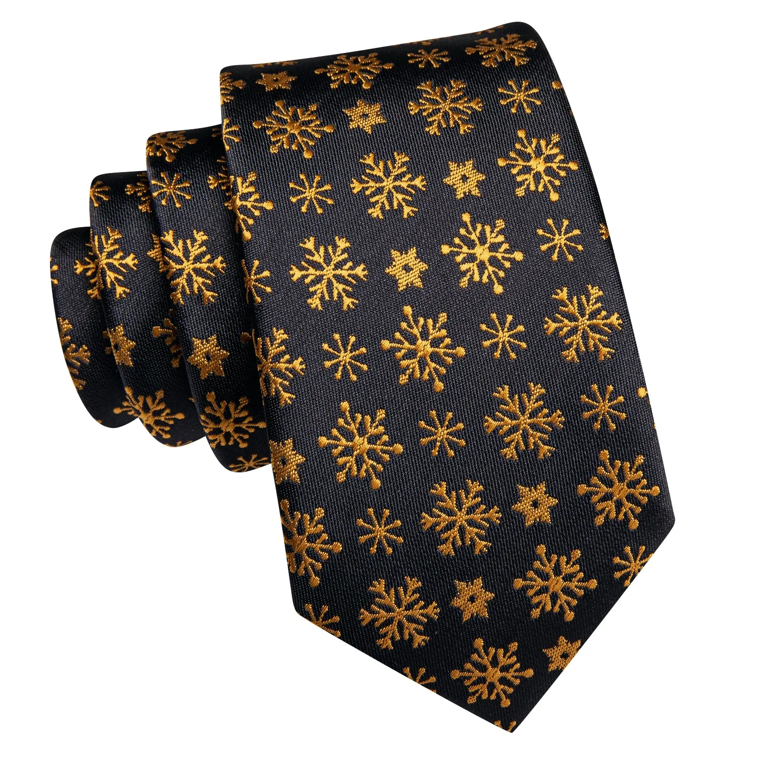 Gold Black Snowflake Children's Kids Boys Tie Pocket Square 6cm