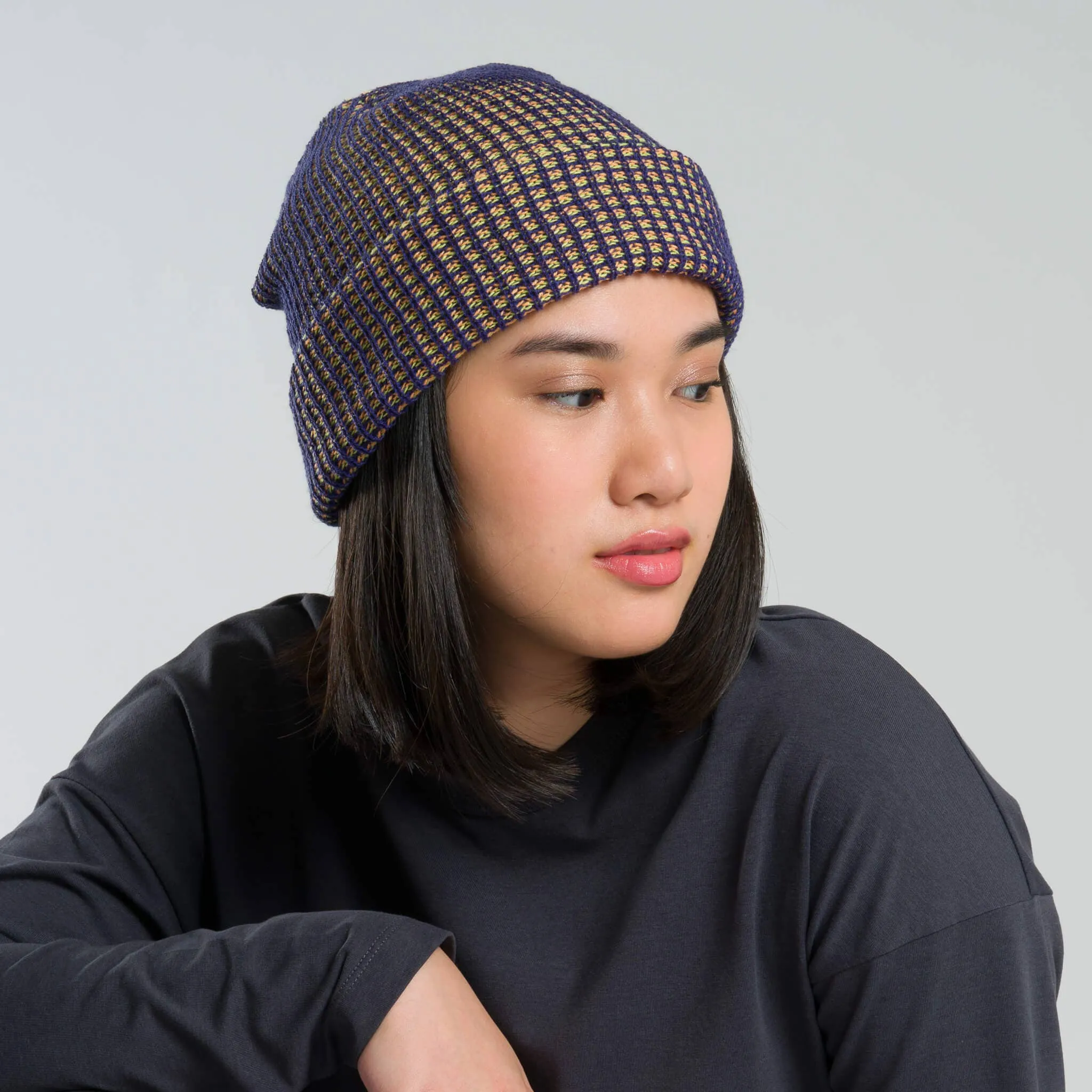 Grid Knit Beanie - Lilac