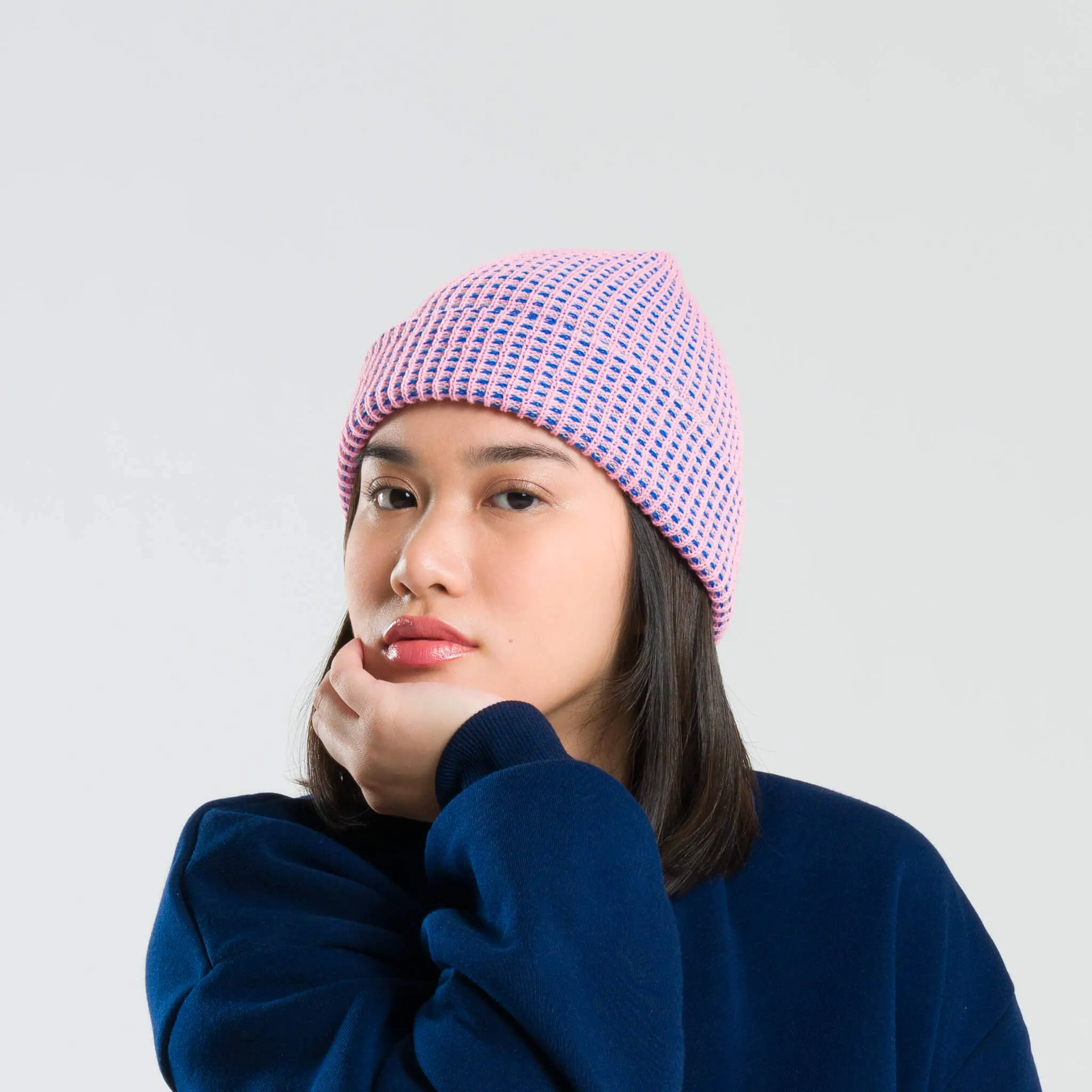 Grid Knit Beanie - Lilac