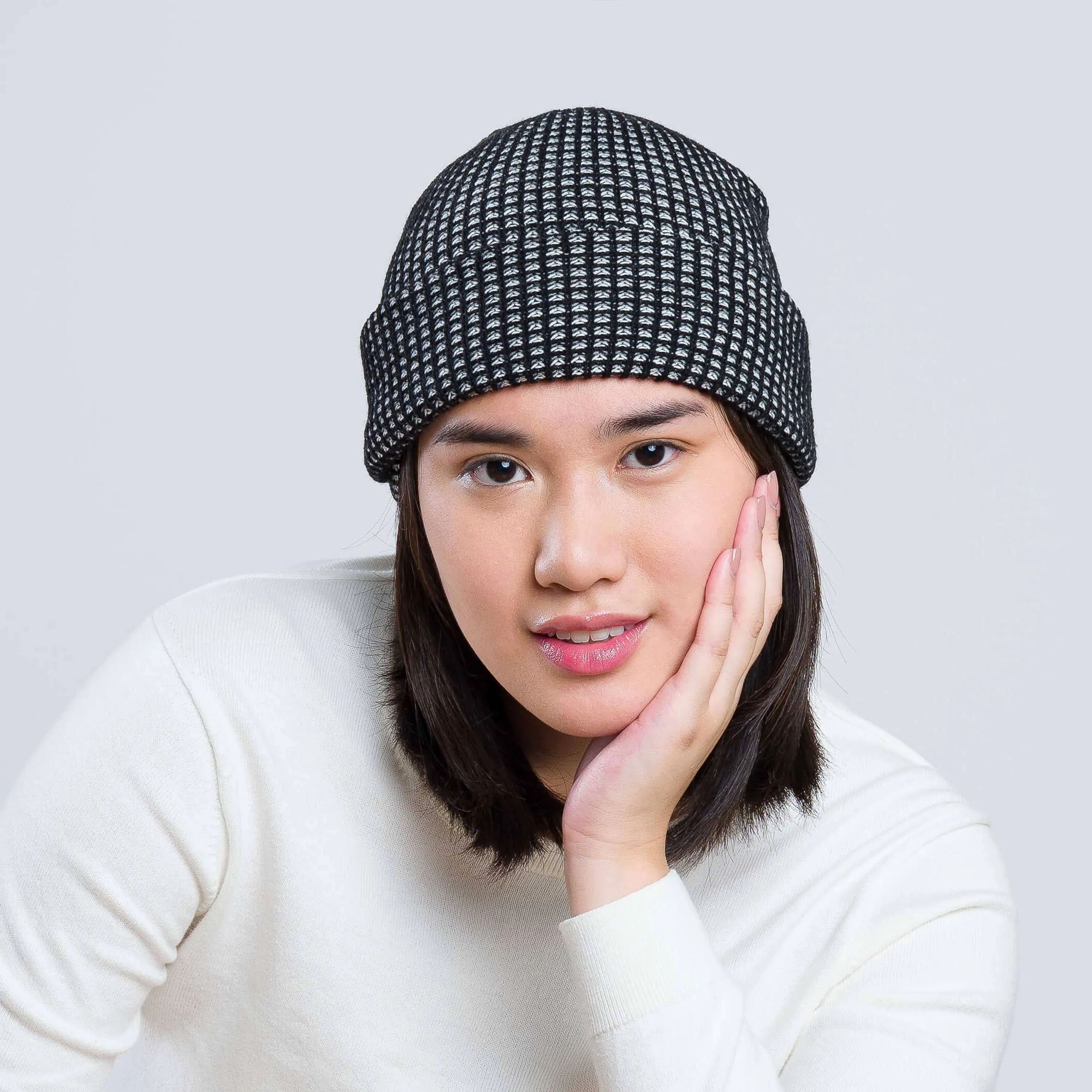 Grid Knit Beanie - Lilac