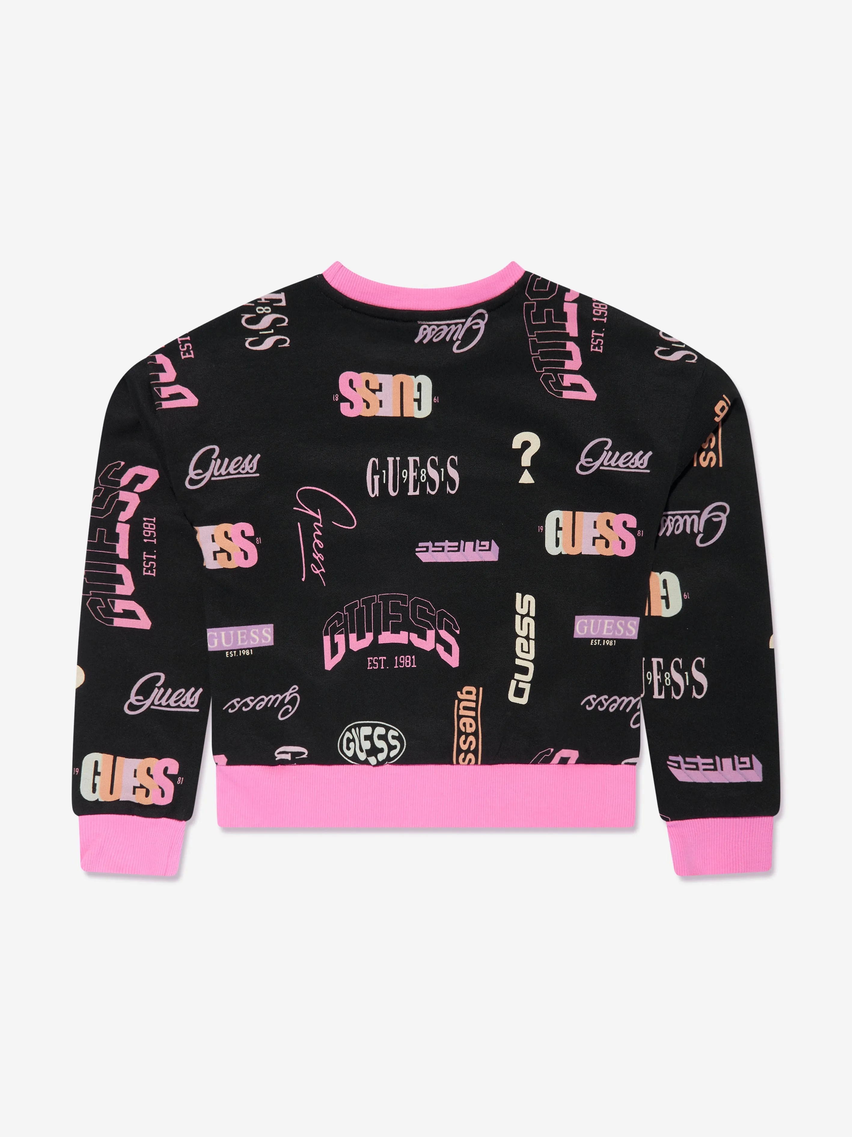 Guess Girls Logo Print Sweatshirt in Black