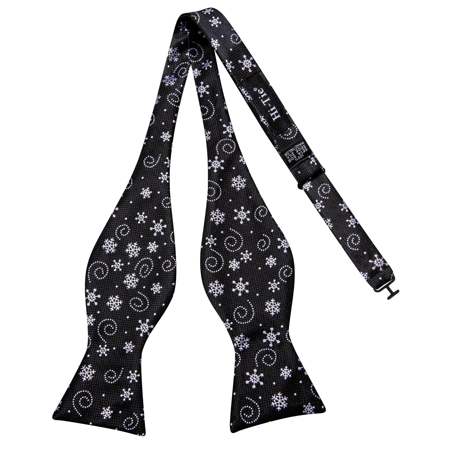 Hi-Tie Black White Christmas Snowflake Self-tied Festival Bow Tie Set