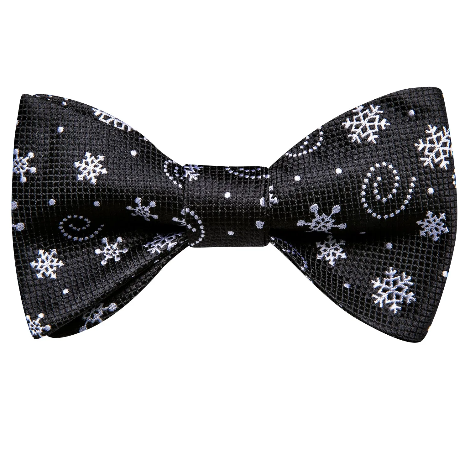 Hi-Tie Black White Christmas Snowflake Self-tied Festival Bow Tie Set