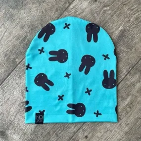 Hipster Bunnies TEAL | Jersey Knit Beanie