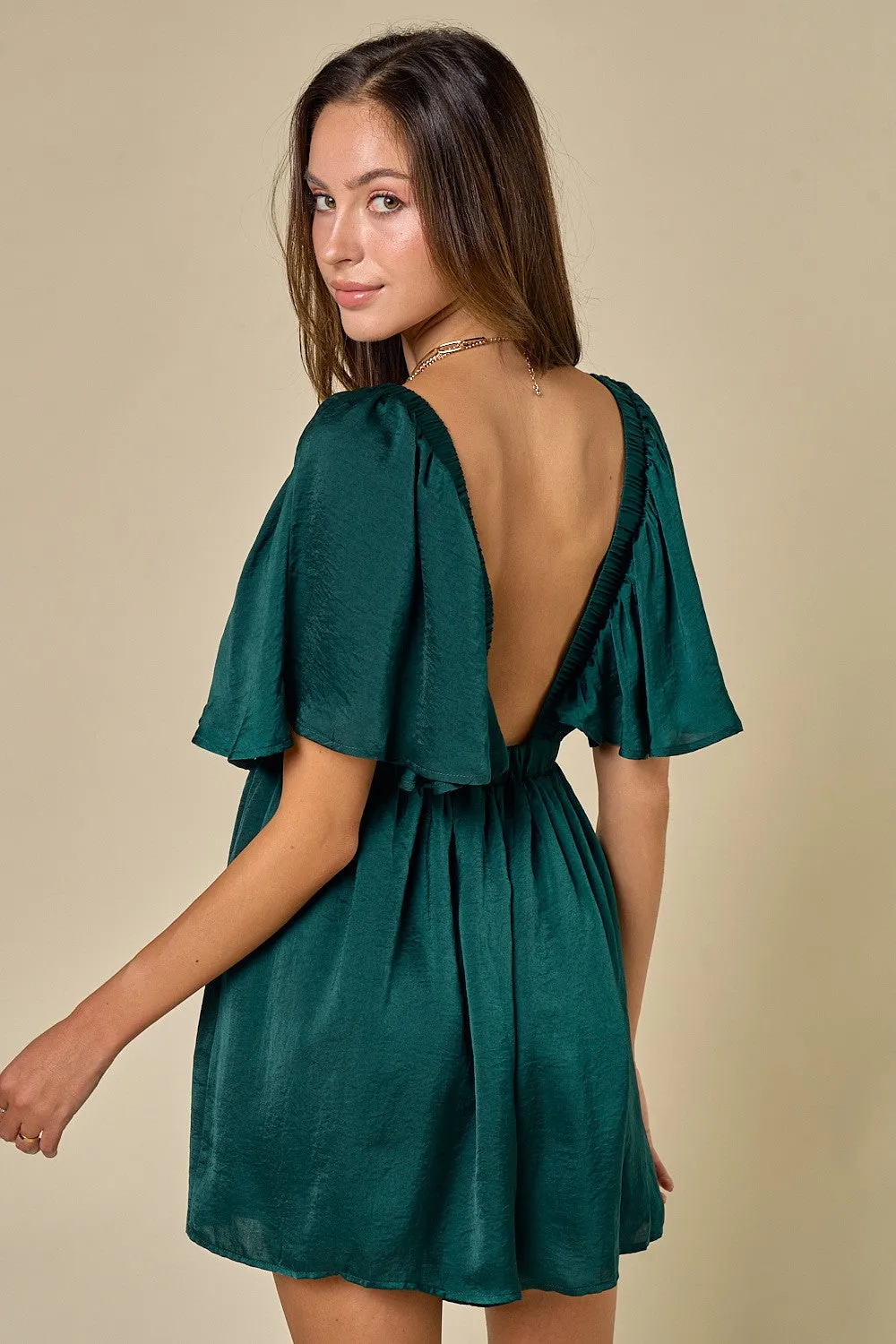 In a Minute Ruffle Top Romper in Hunter Green FINAL SALE