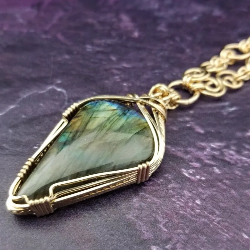 INFINITY SOFT CHAIN COLLAR, Gold with Labradorite {One of A Kind},