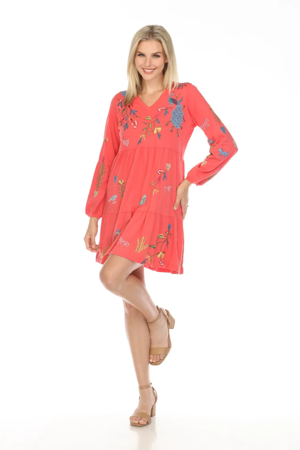 Johnny Was JWLA Adela Tiered Knit Dress Boho Chic J30724