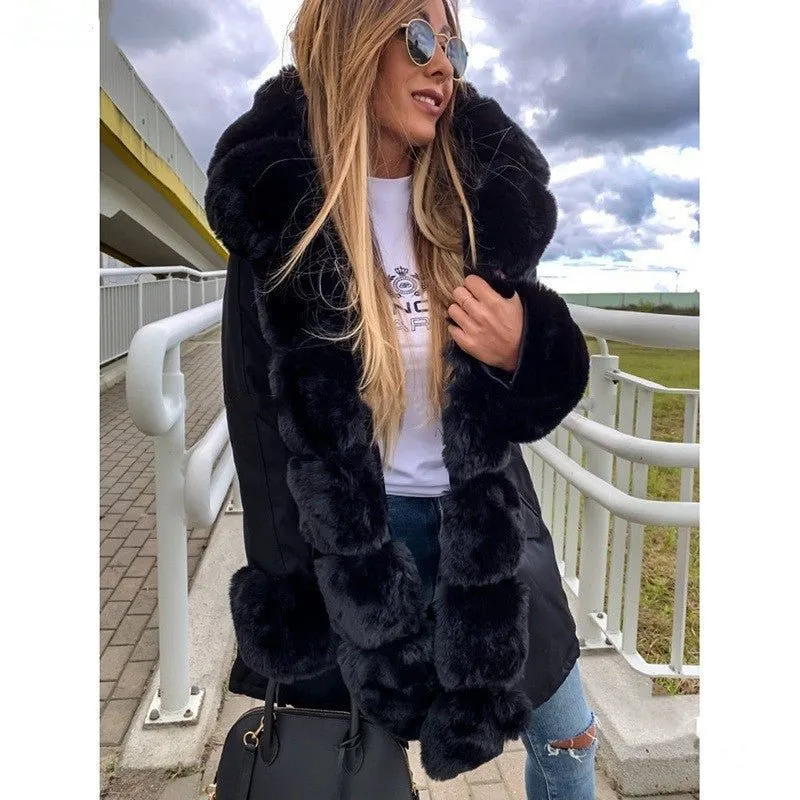 Jordan mid-length thick faux fur collar coat