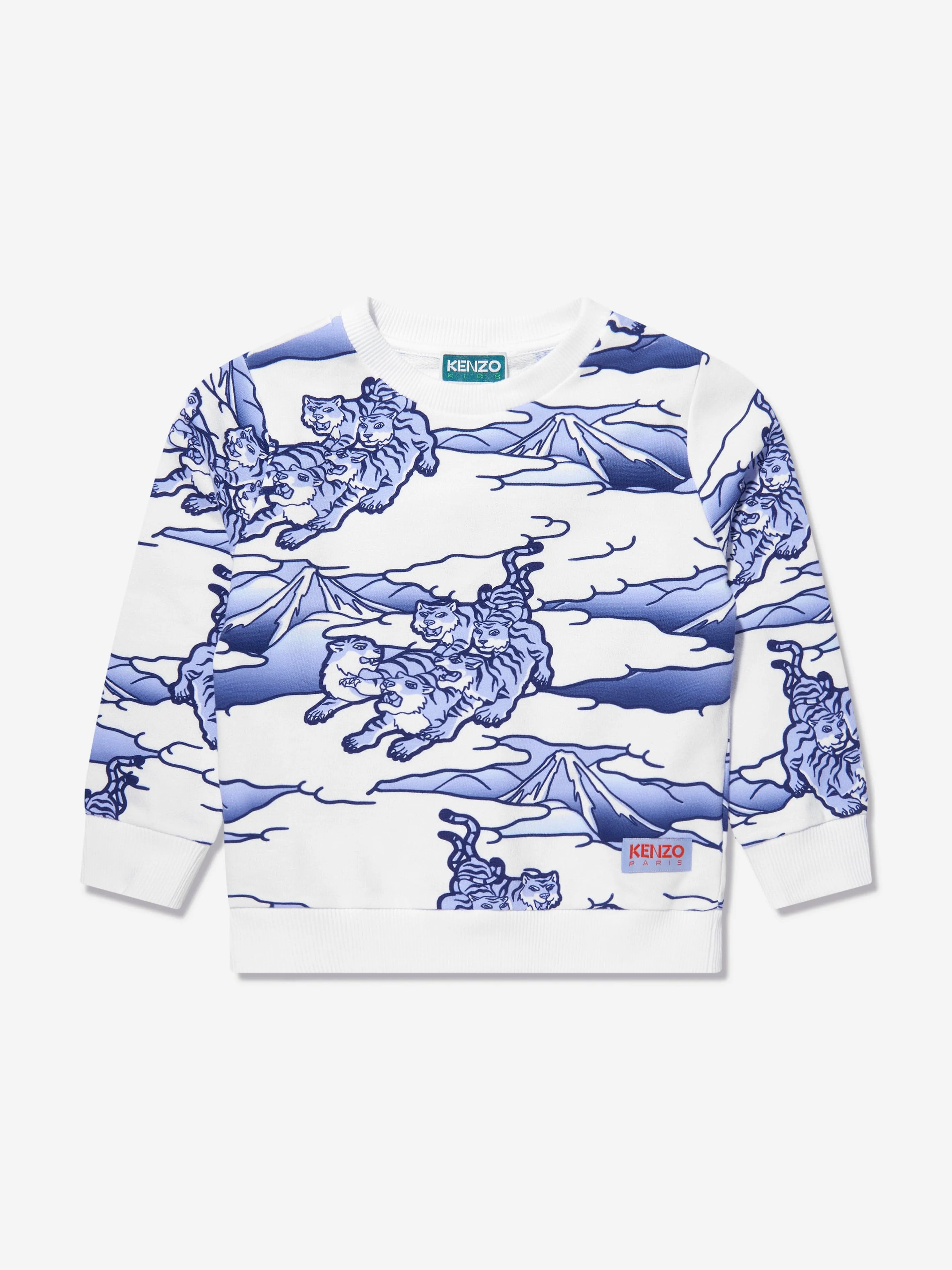 KENZO Boys Tiger Print Sweatshirt in White