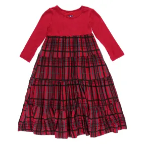 KicKee Pants Holiday Long Sleeve Tiered Dress - Christmas Plaid