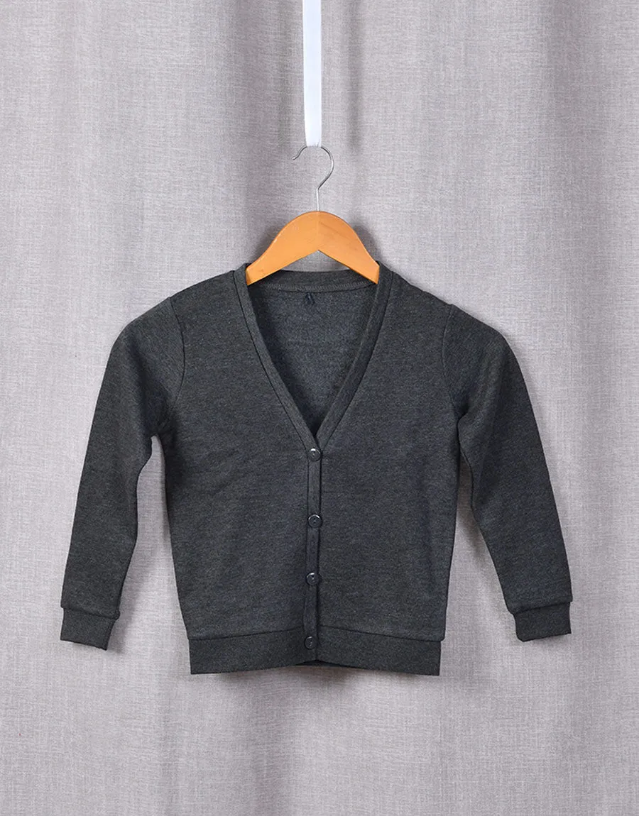 Kid's Fleece Cardigan,  Charcoal