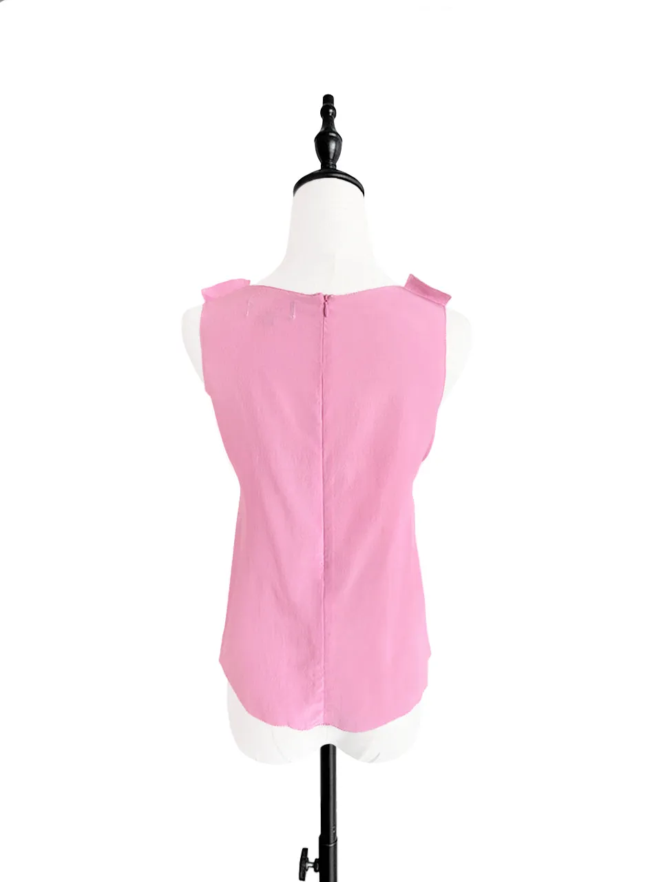 Last Chance! Pink Stitched Trim Empire Waist Silk Tank