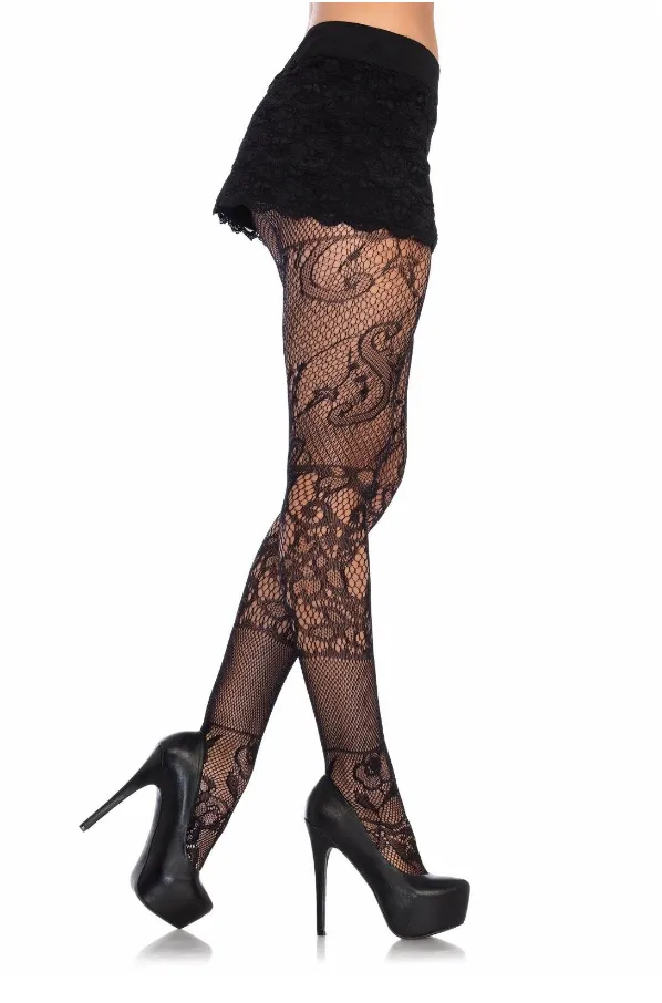 Leg Avenue Patchwork Multi Lace Tights 9755