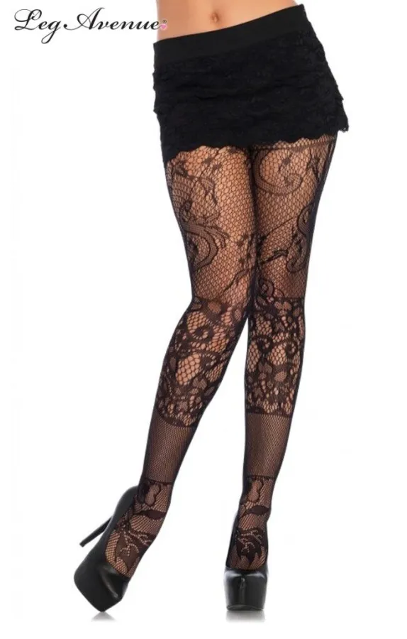 Leg Avenue Patchwork Multi Lace Tights 9755