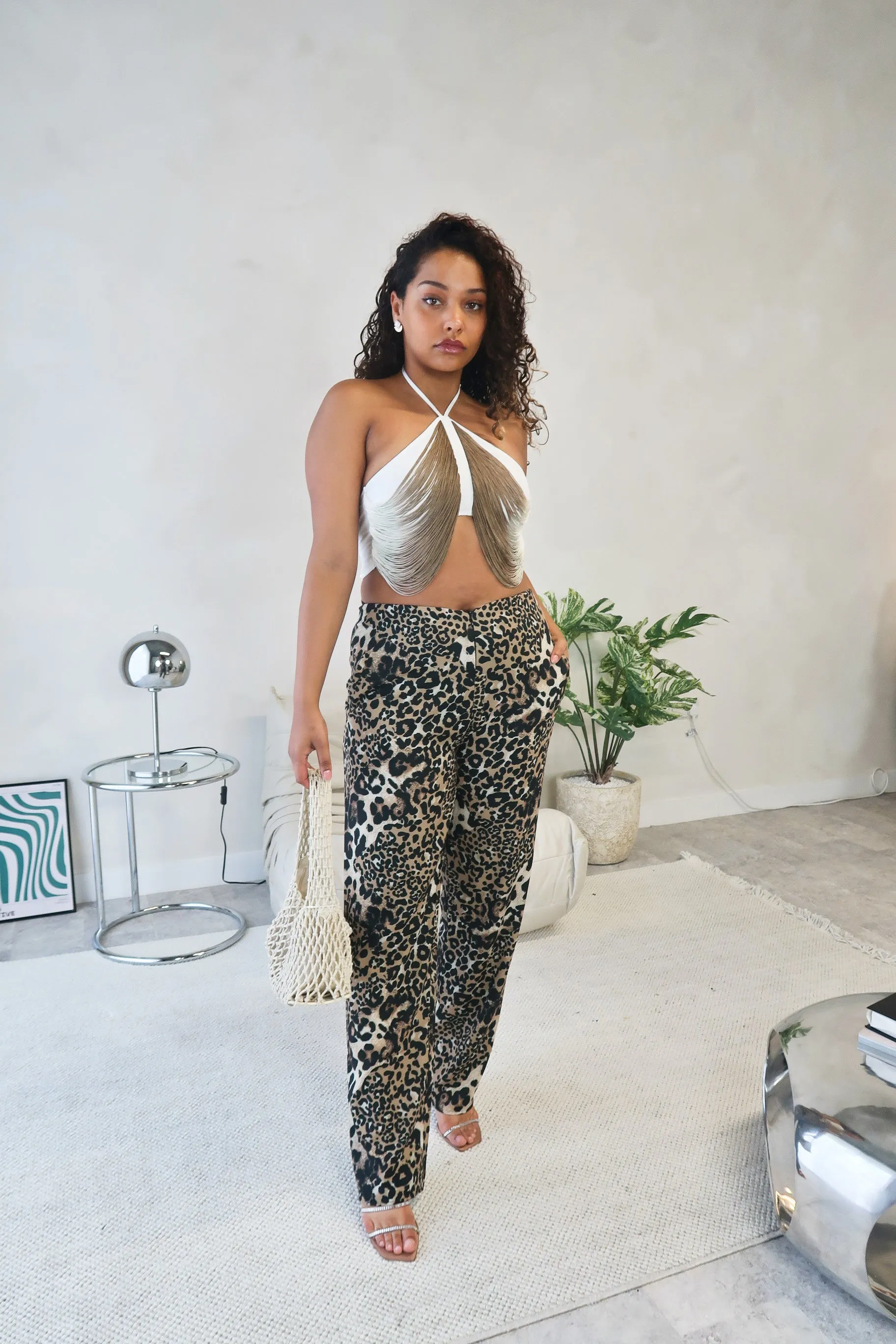 Leopard Print Wide Leg Pants