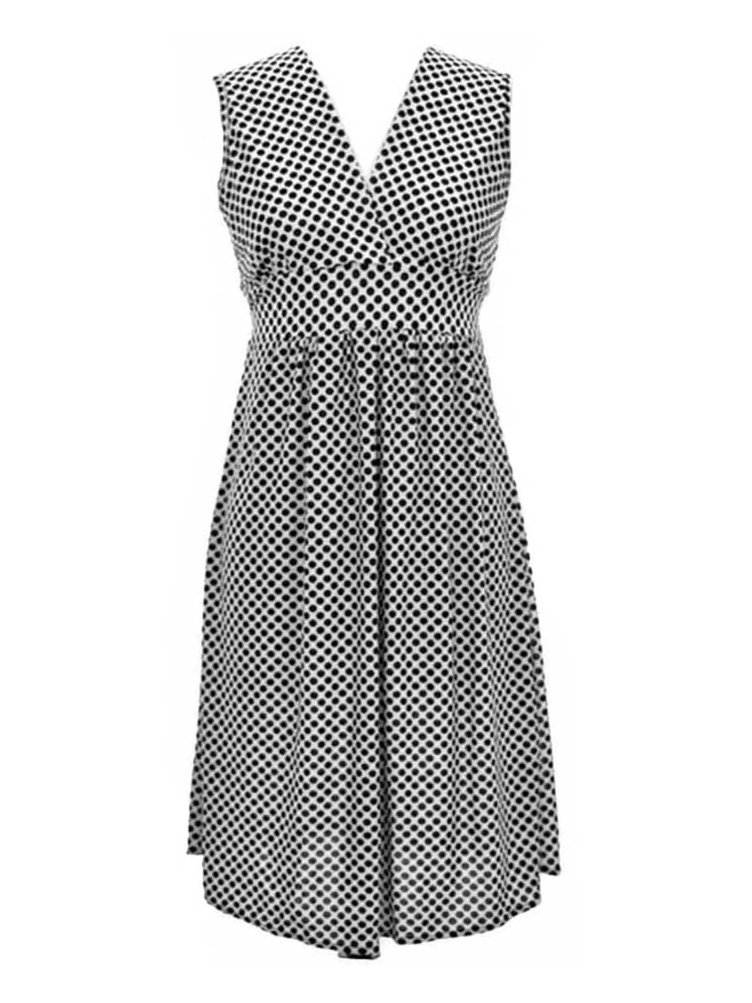 Lightweight Sleeveless V-Neck Polka Dot Dress