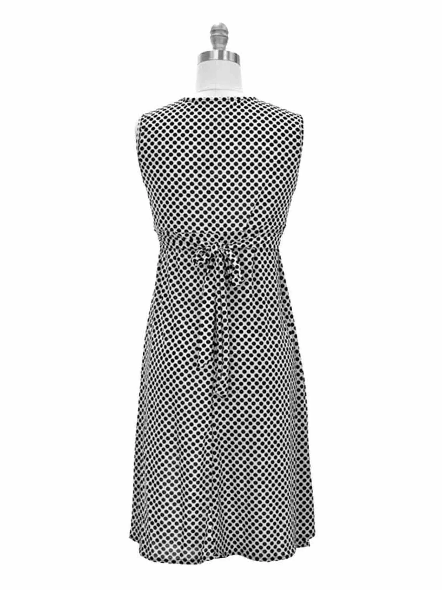 Lightweight Sleeveless V-Neck Polka Dot Dress