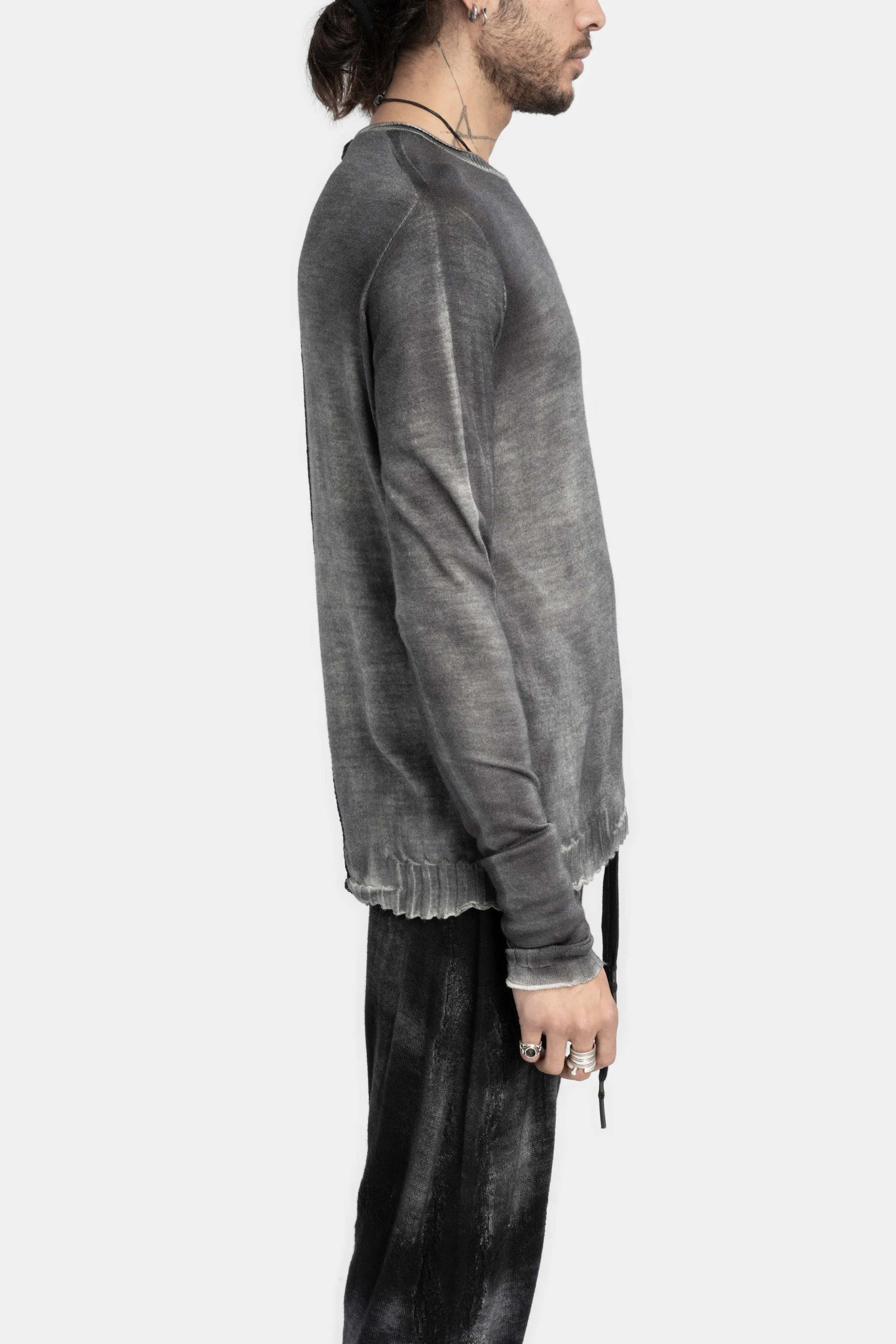 Lightweight wool knit sweater, Black spray